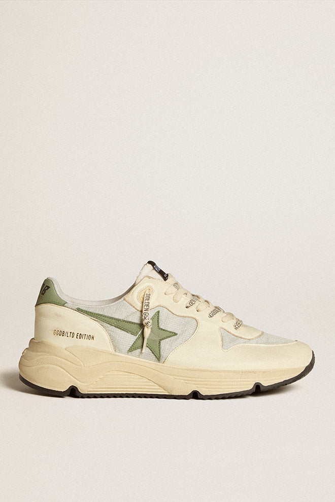 Men | Running Sole Ltd Nylon & Nappa with Nubuck Star & Heel Tab | Ice x White x Green - Image 3