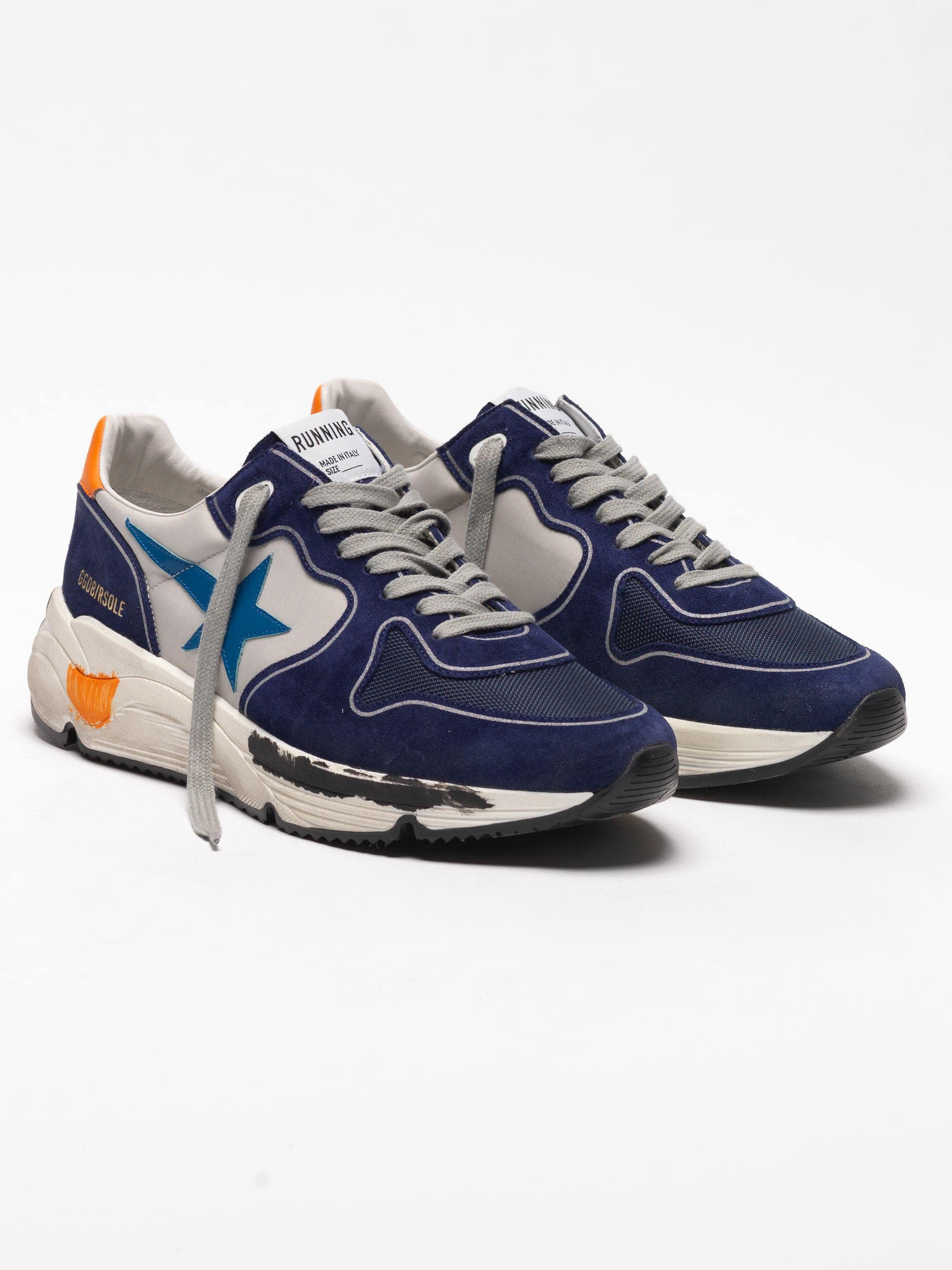 Men | Running Sole Sneakers Blue Suede-Sapphire Star-Orange Details - Image 3
