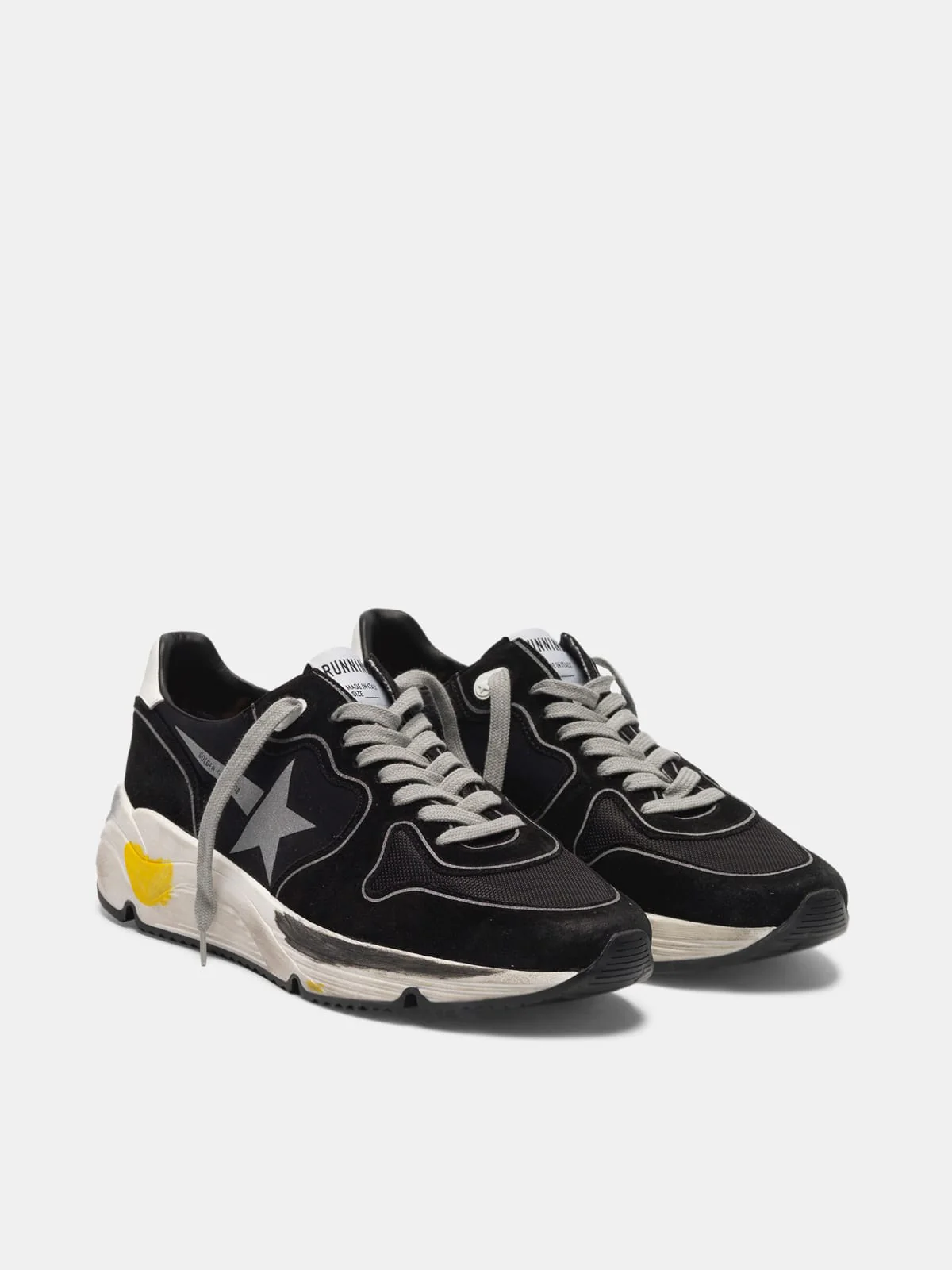 Men | Running Sole Sneakers Leather & Lycra with Silver Star - Image 2