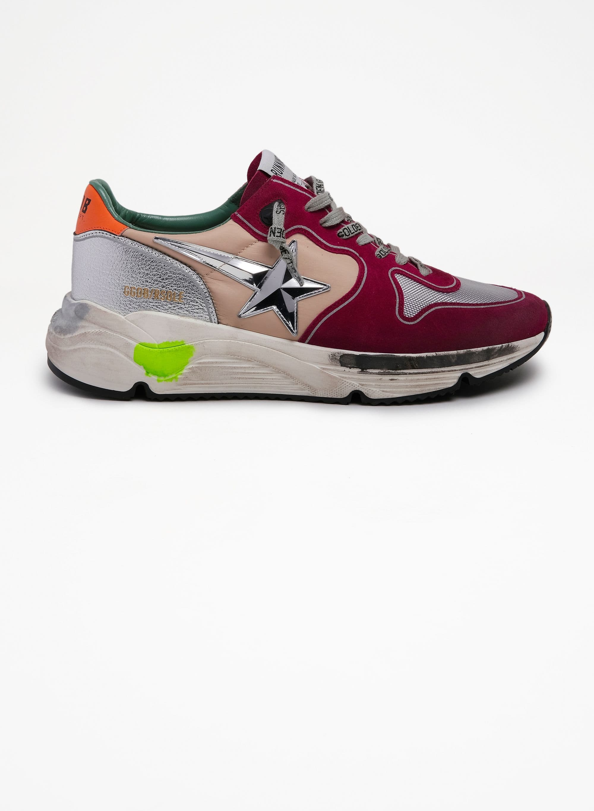 Men | Running Sole Sneakers with 3D Star & Orange Heel Tab | Dark Red x Silver x Beige x Titan - Image 6