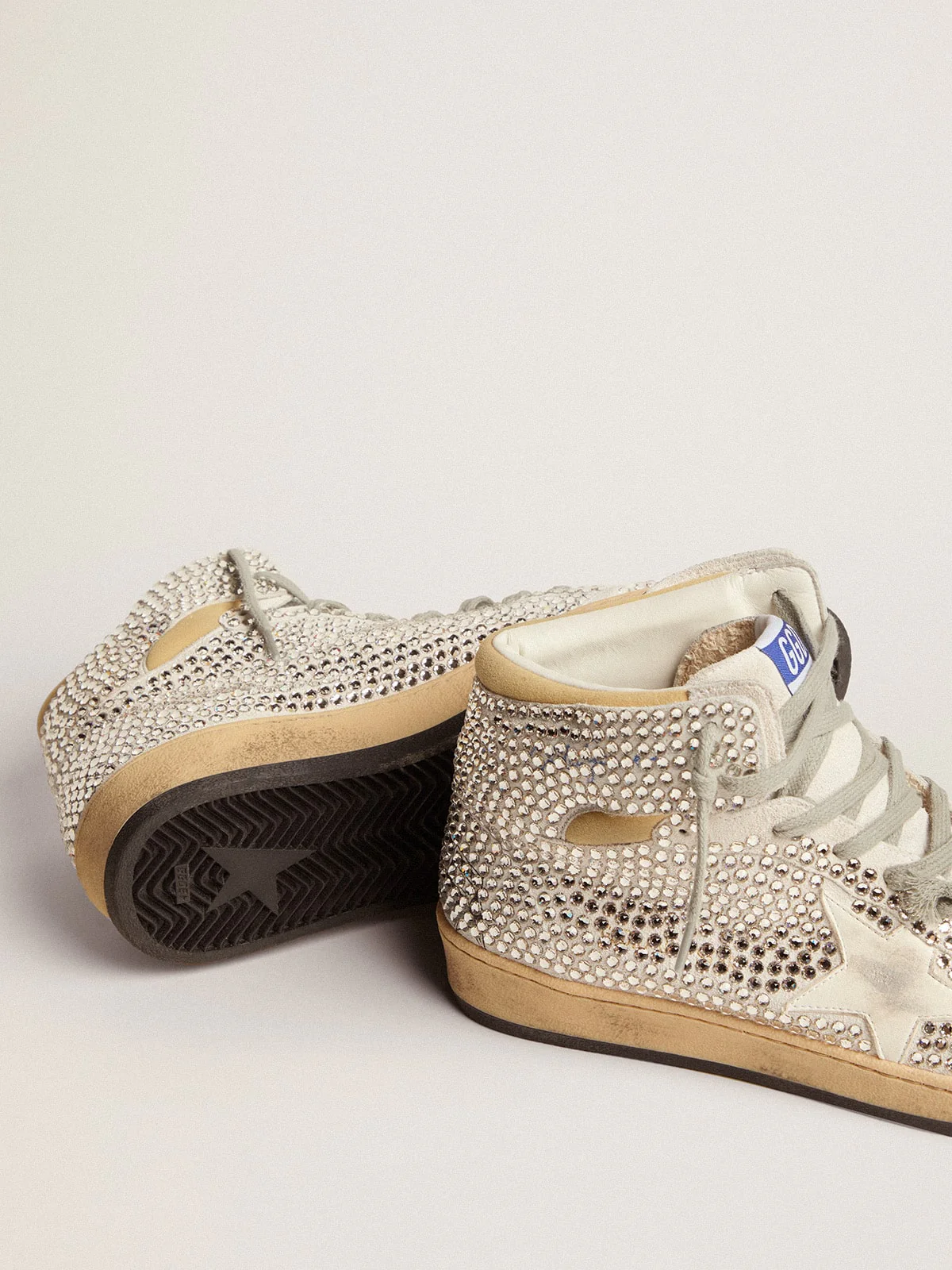 Men | Sky-Star Optical White Suede with All-Over Crystals | Optic White x Silver - Image 9