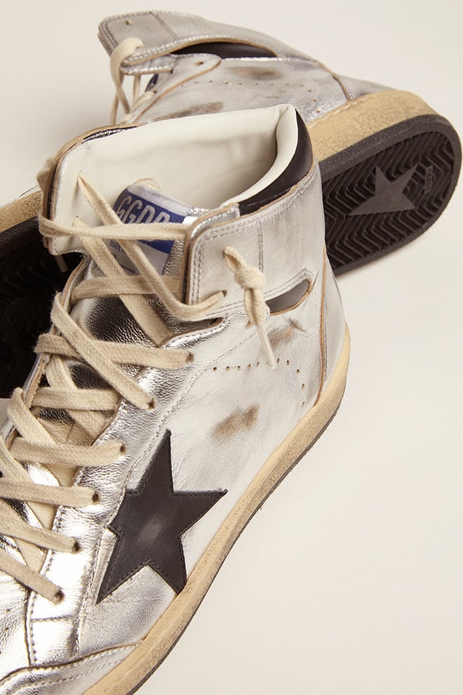 Men | Sky-Star Silver Laminated Leather with Black Star | Silver x Black - Image 8