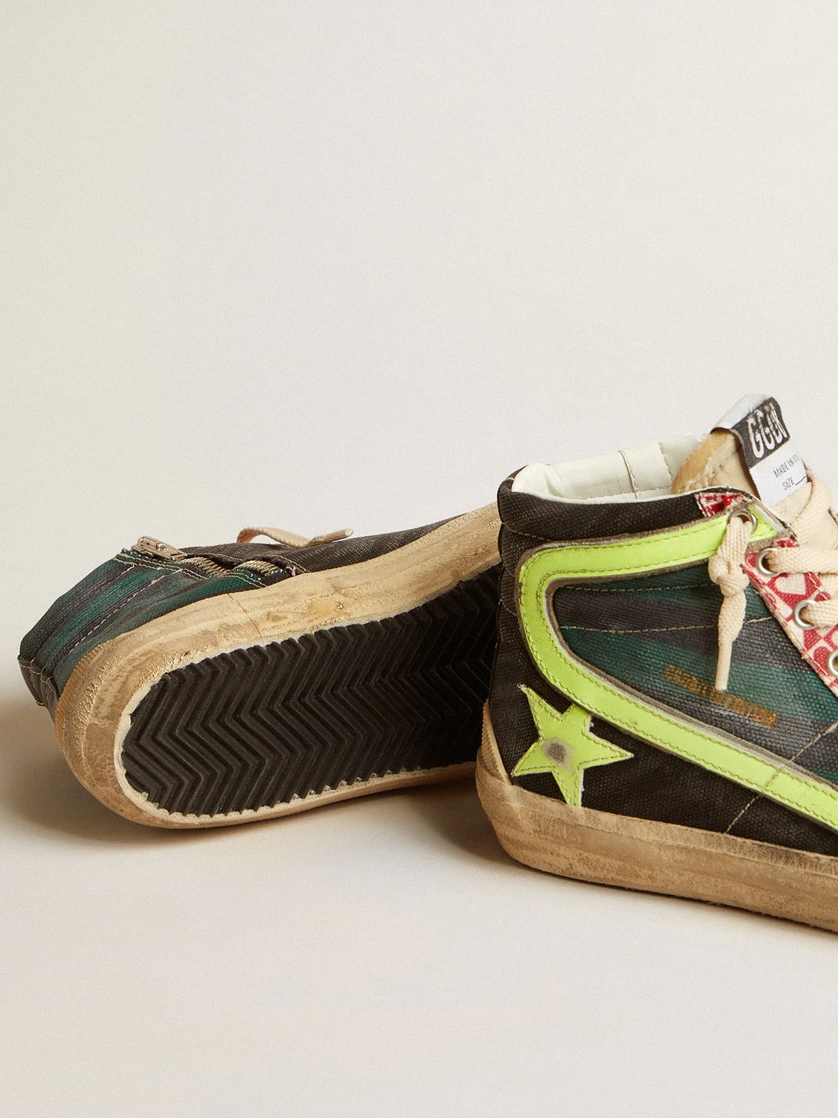 Men | Slide Lab Camo Canvas with Yellow Leather Star & Flash | Black x Green x Ice x Yellow - Image 8