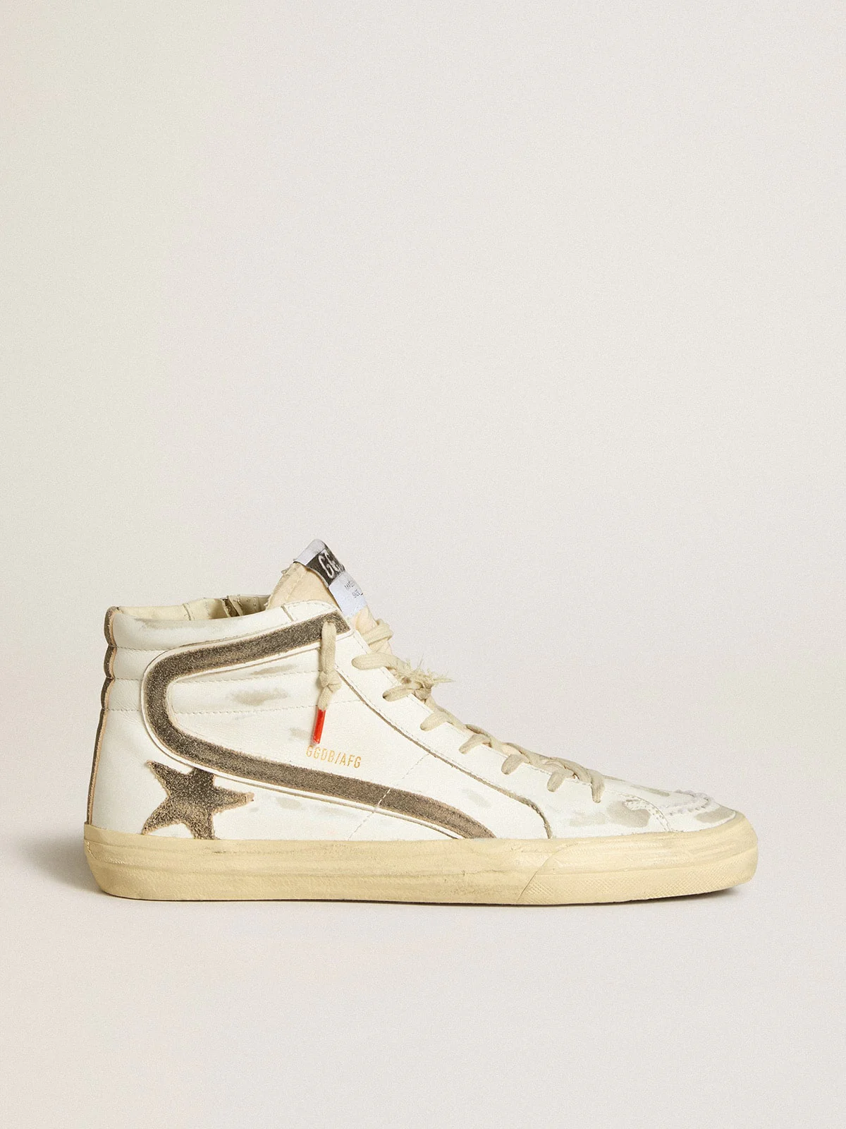 Men | Slide Lab White Leather with Star & Flash Brown Suede | White x Black - Image 6
