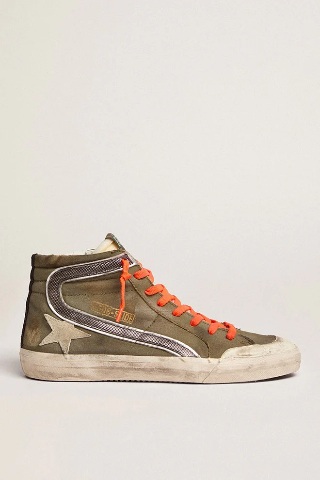 Men | Slide Penstar Army Green Canvas with An Ice-Colored Star | Dark Green x Ice x Grey x Black - Image 7