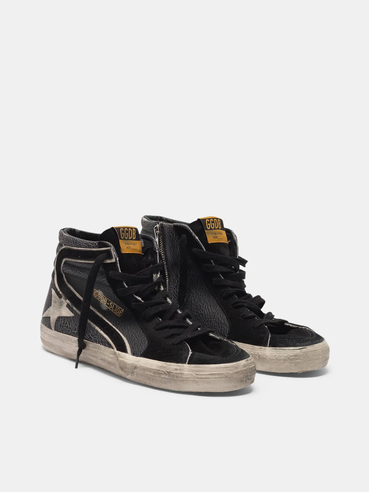 Men | Slide Sneakers Crackle Effect Leather - Image 2