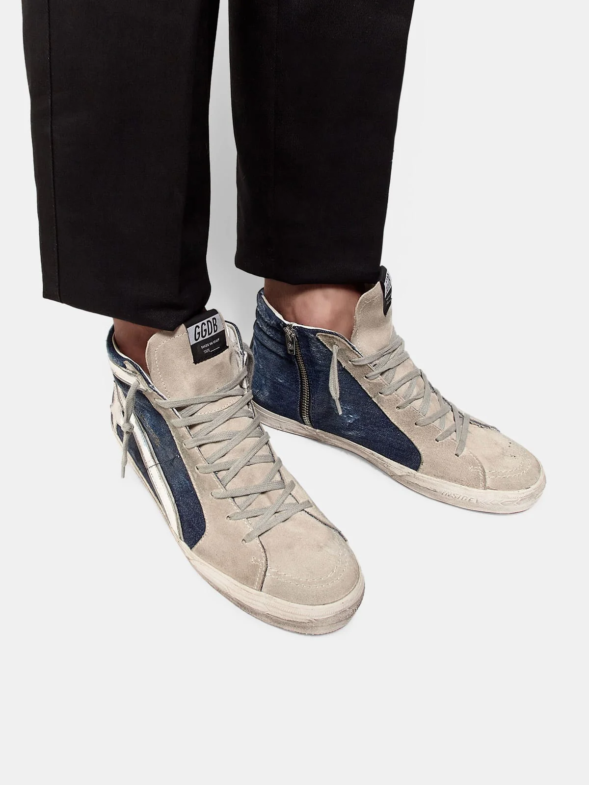 Men | Slide Sneakers Suede & Denim - Image 3