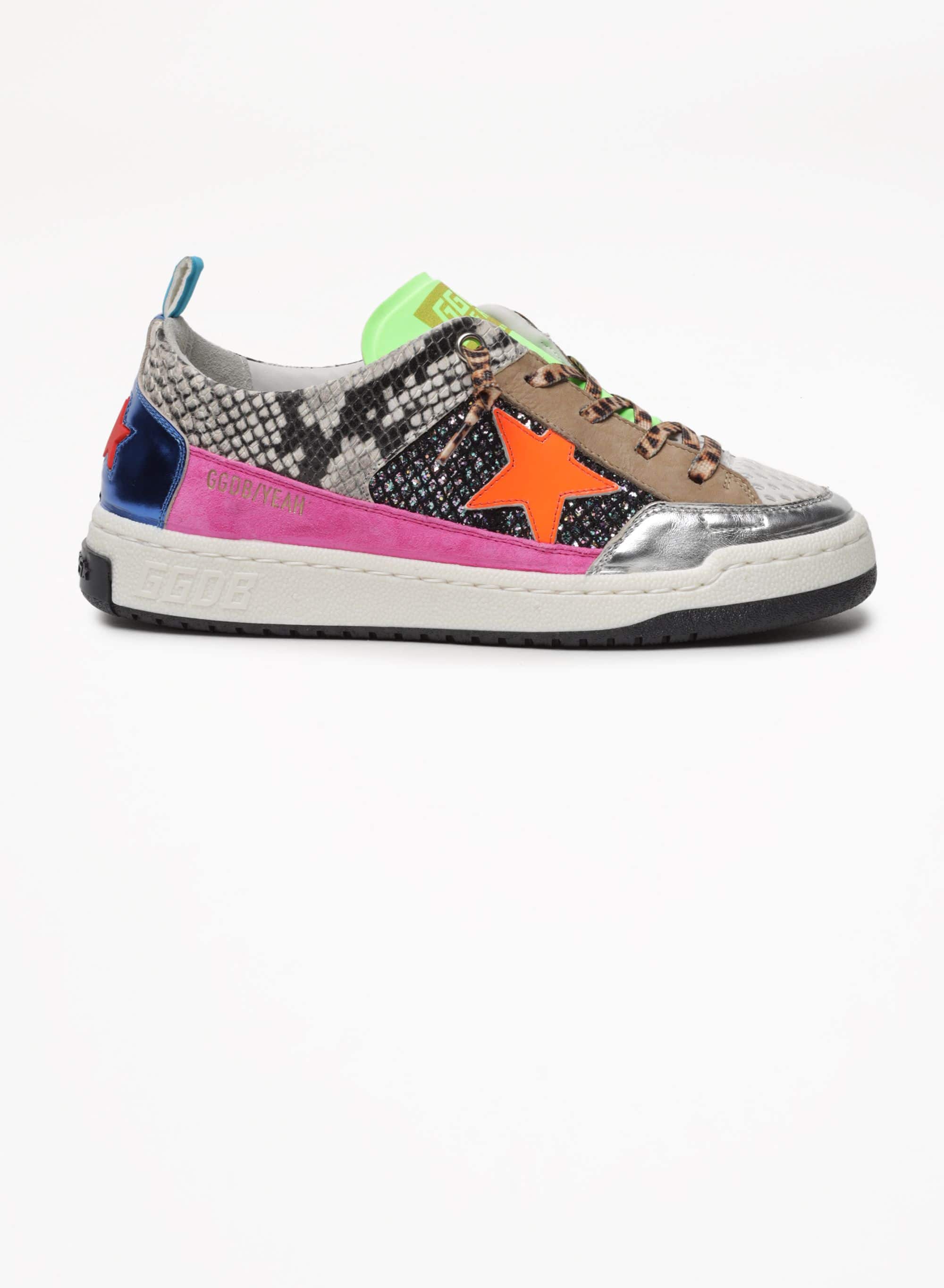 Men | Snakeskin-Print Yeah Sneakers with Orange Star | Multicolor x Rock Phyton x Orange Fluo - Image 4