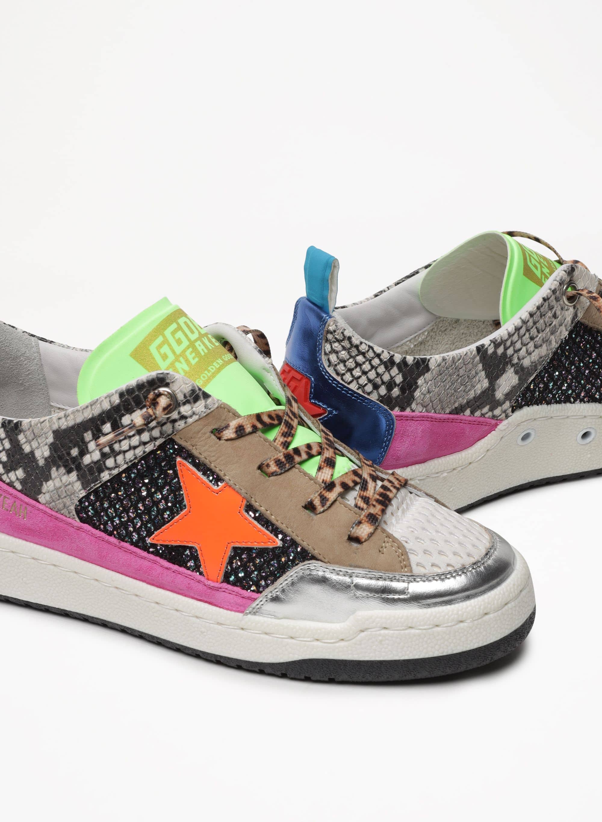 Men | Snakeskin-Print Yeah Sneakers with Orange Star | Multicolor x Rock Phyton x Orange Fluo - Image 5