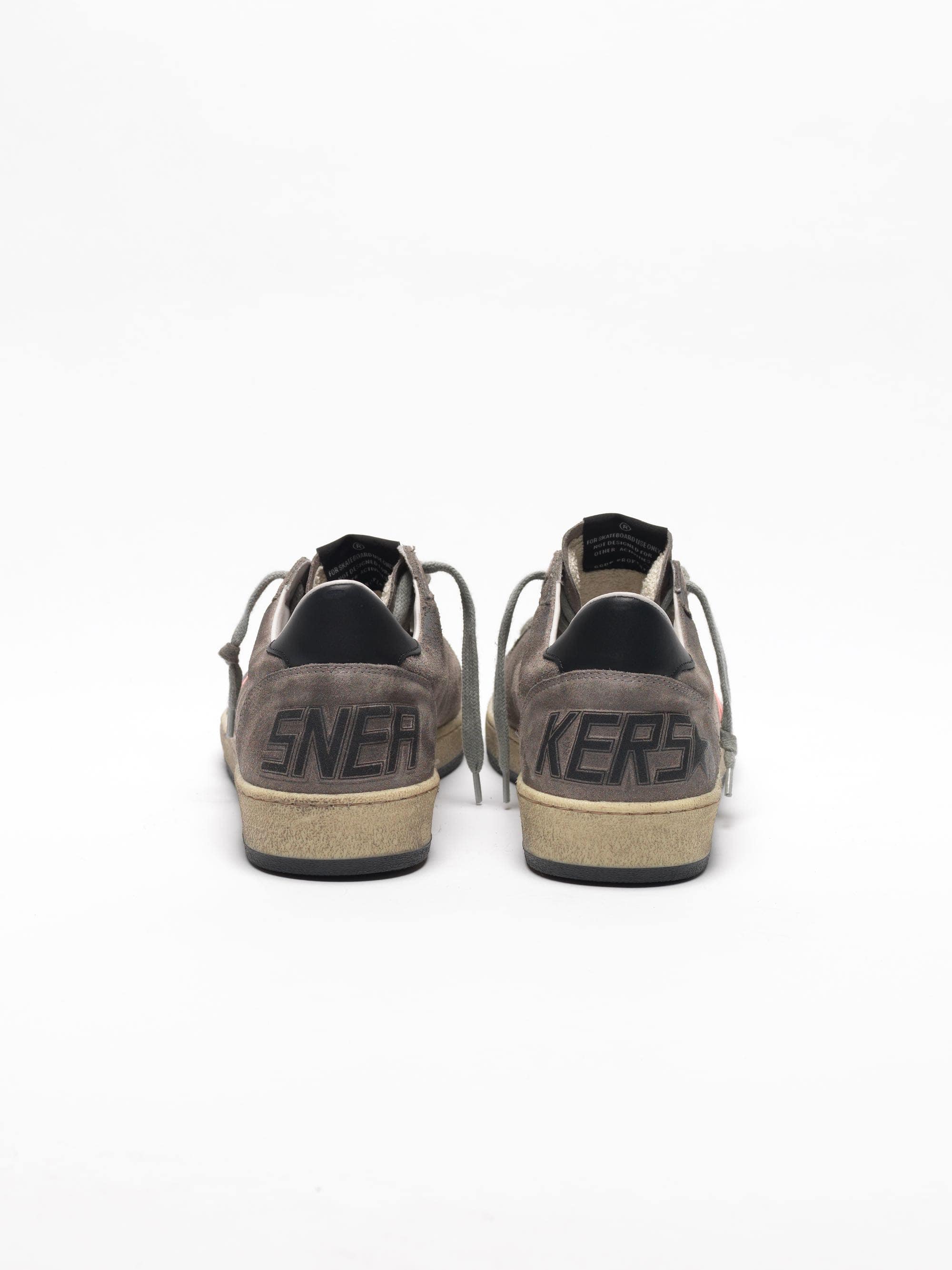 Men | Sneakers Ball Star Grey Suede with Orange Fluo Star - Image 4