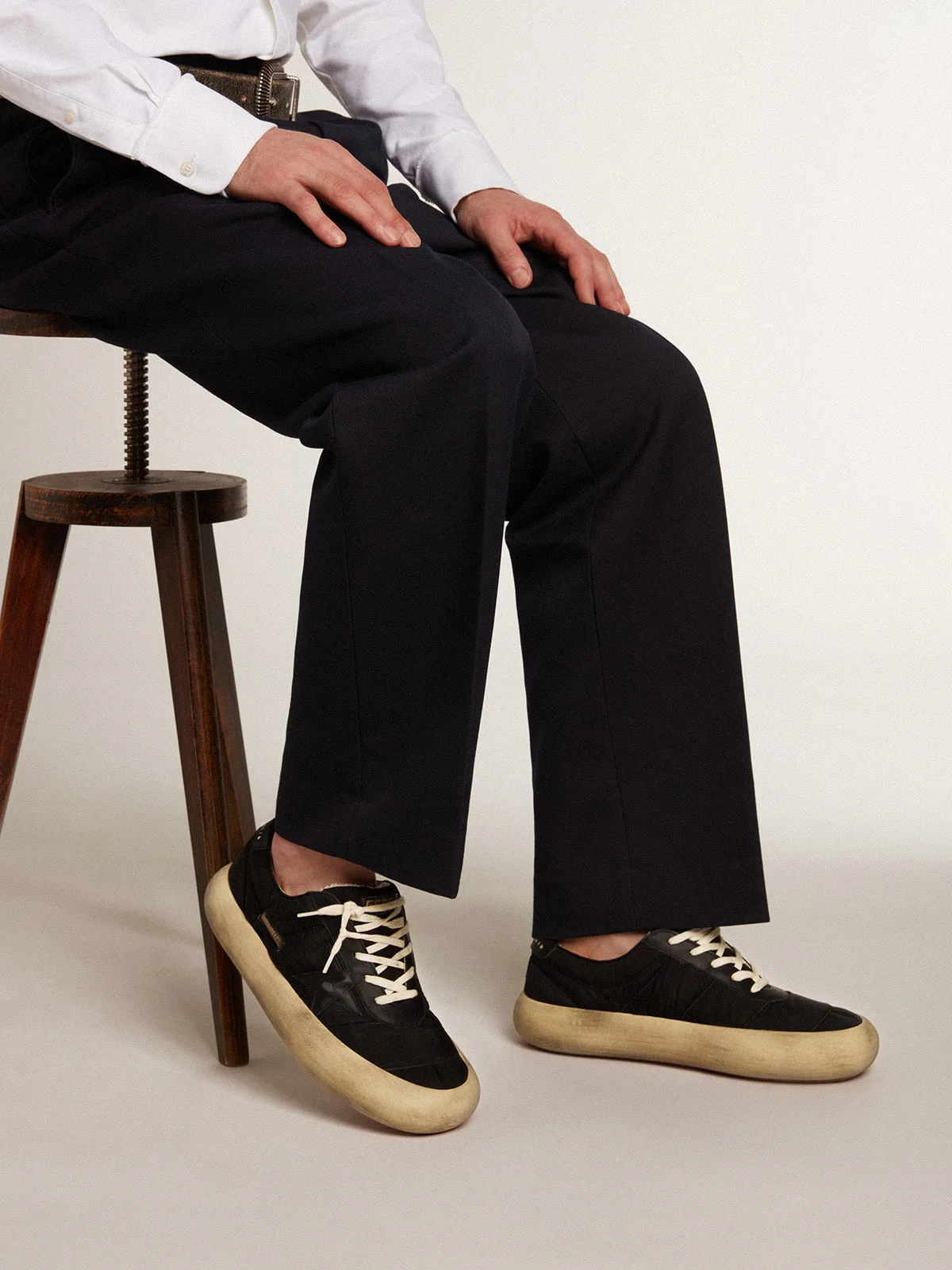 Men | Space-Star Nylon with Black Leather Star & Heel Tab | Black - Image 4