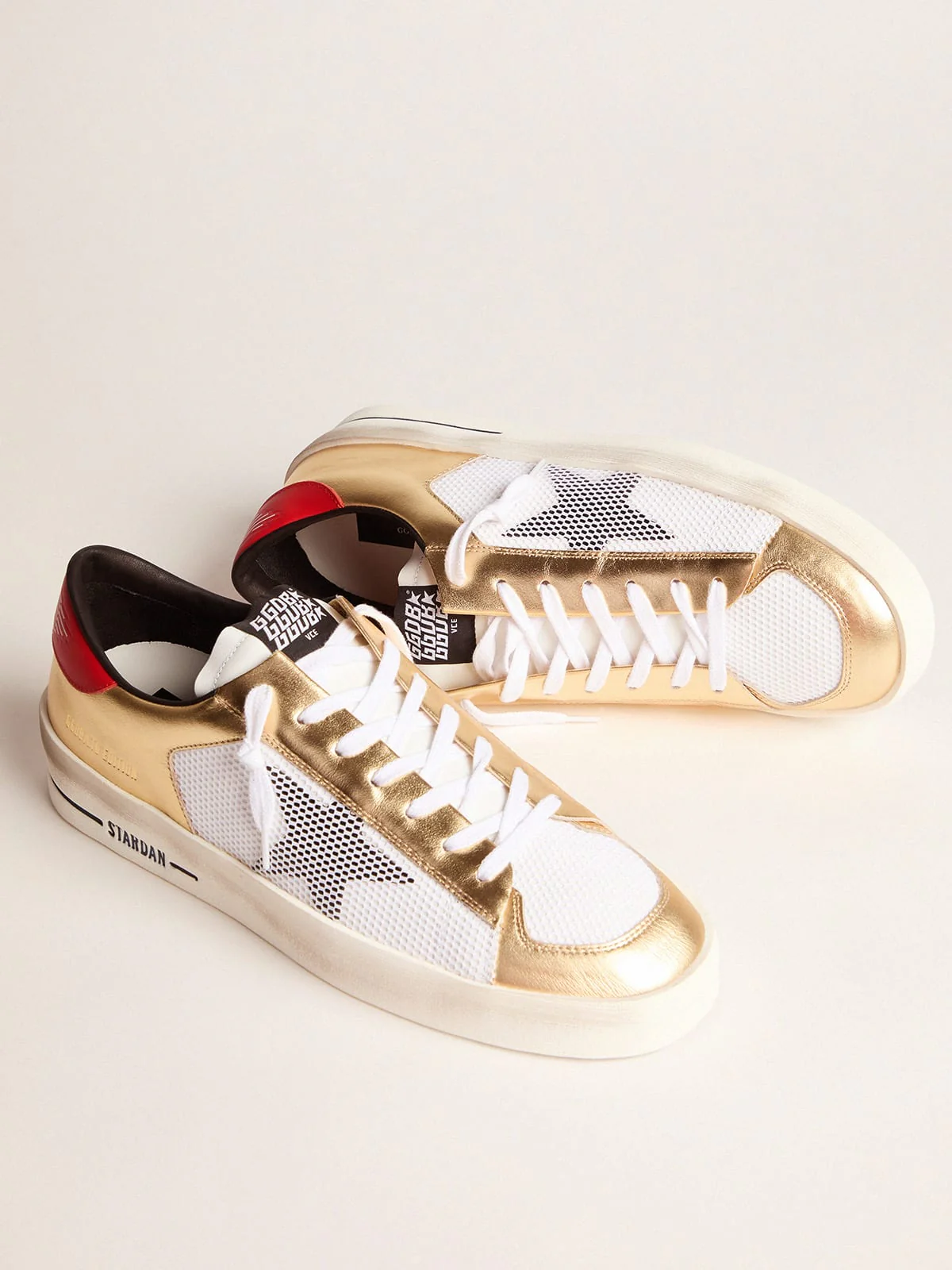 Men | Stardan Ltd Sneakers with Gold Inserts | White x Gold x Black x Red - Image 4