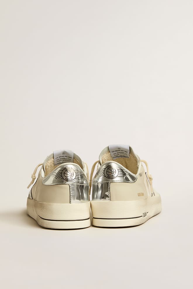 Men | Stardan Nappa Leather with Silver Mirror-Effect Star & Heel Tab | White x White Cream x Silver - Image 2
