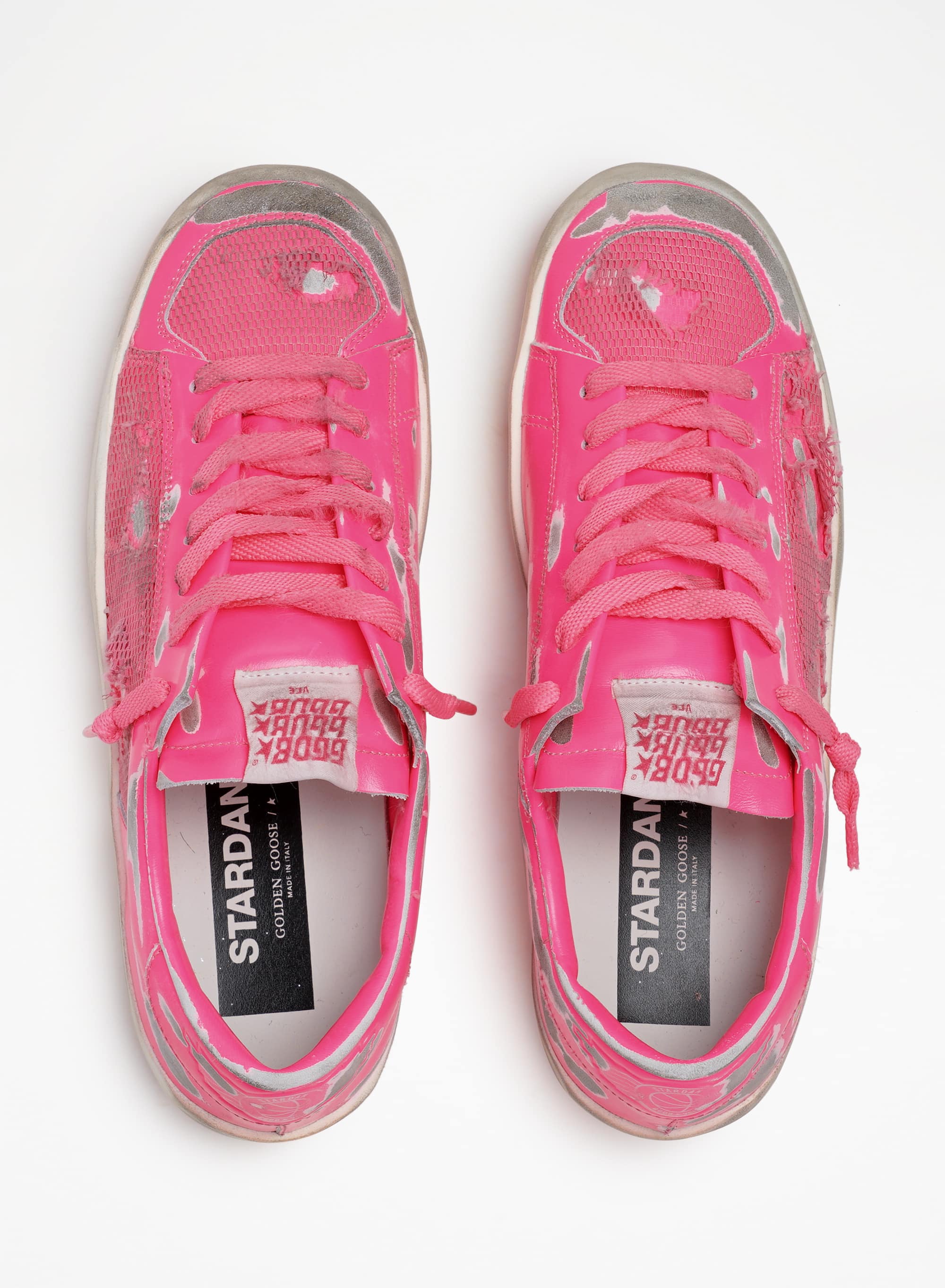 Men | Stardan Sneakers Fluorescent Pink Leather & Mesh | Pink Fluo - Image 5