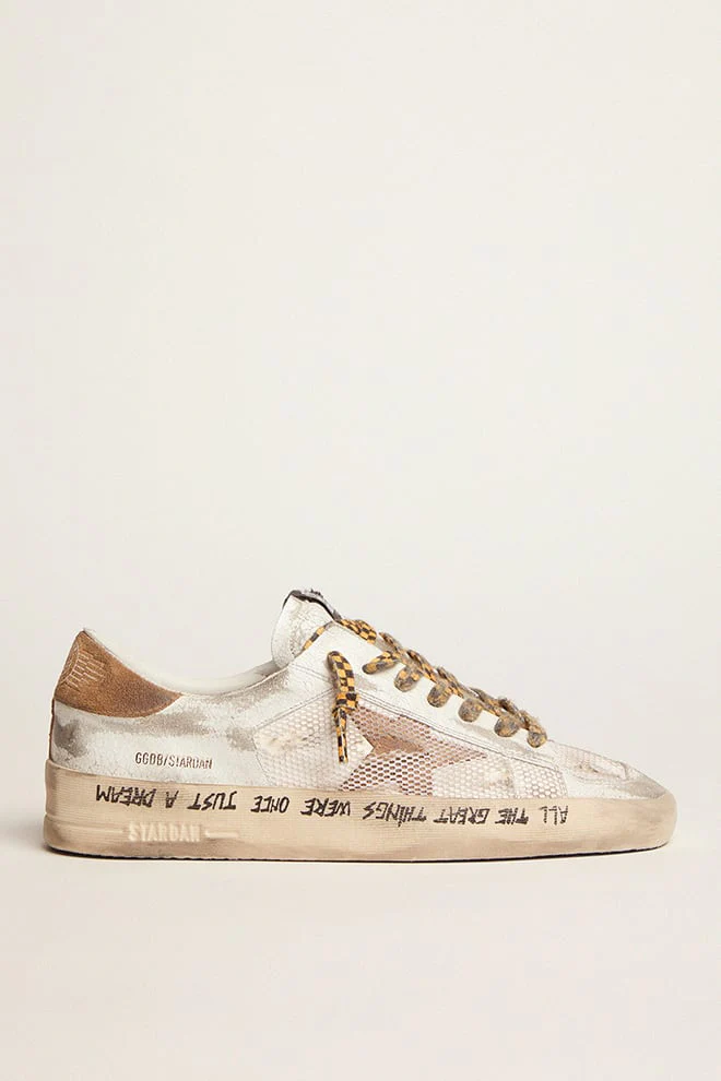 Men | Stardan with Tobacco-Colored Suede Star & Inserts | White x Tobacco - Image 7