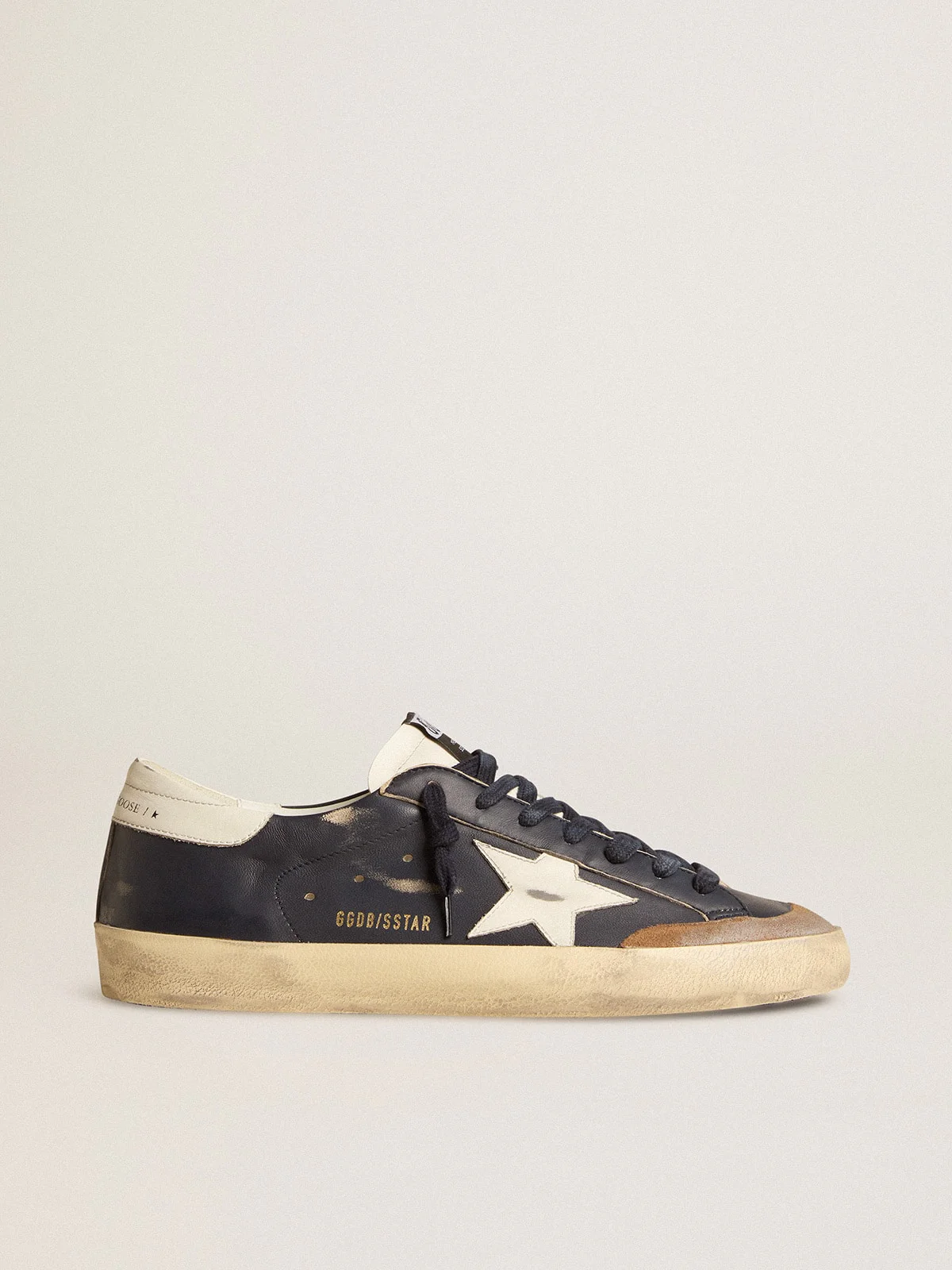 Men | Super-Star Blue Nappa Leather with White Leather Star & Heel Tab | Dark Blue x White x Tabacco - Image 7