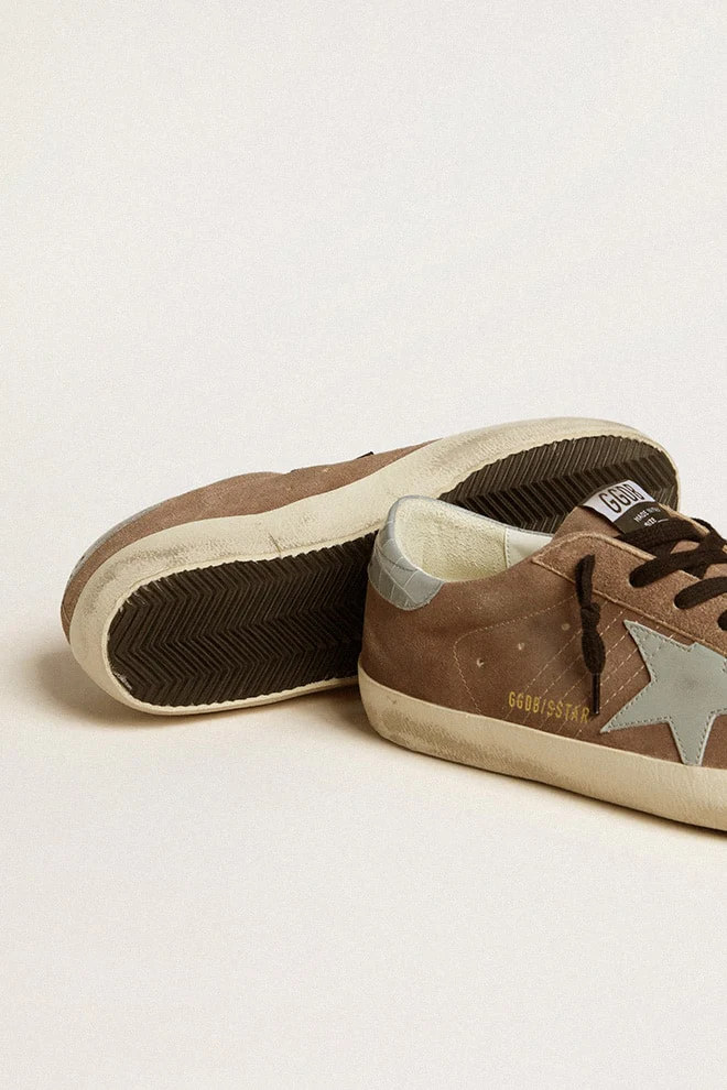 Men | Super-Star Brown Suede with Light Grey Star & Heel Tab | Cinder x Quarry x Silver Blue - Image 2