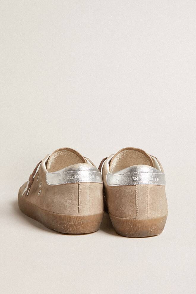 Men | Super-Star Dove-Gray Suede with Silver Leather Star & Heel Tab | Taupe x Silver - Image 4
