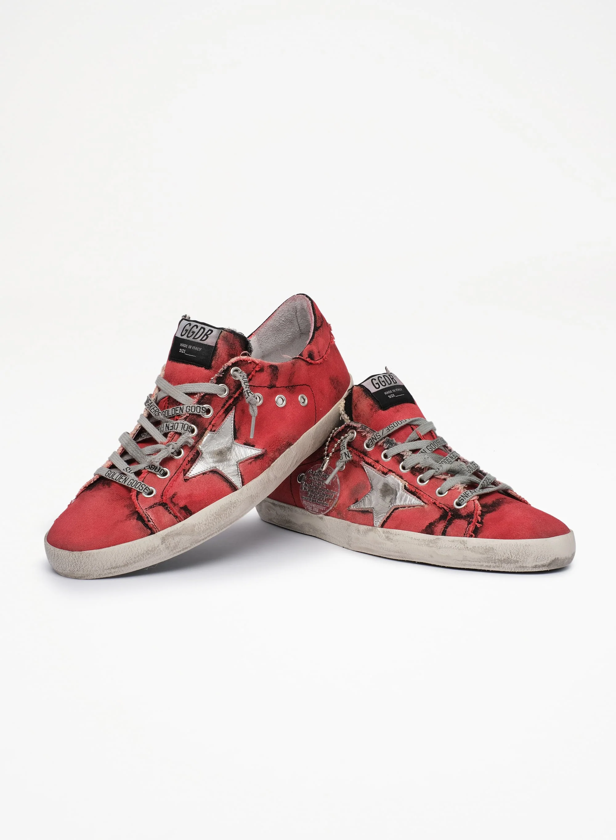 Men | Super-Star Lab Sneakers Red & Black Canvas with Silver Star | Dark Red x Silver - Image 3