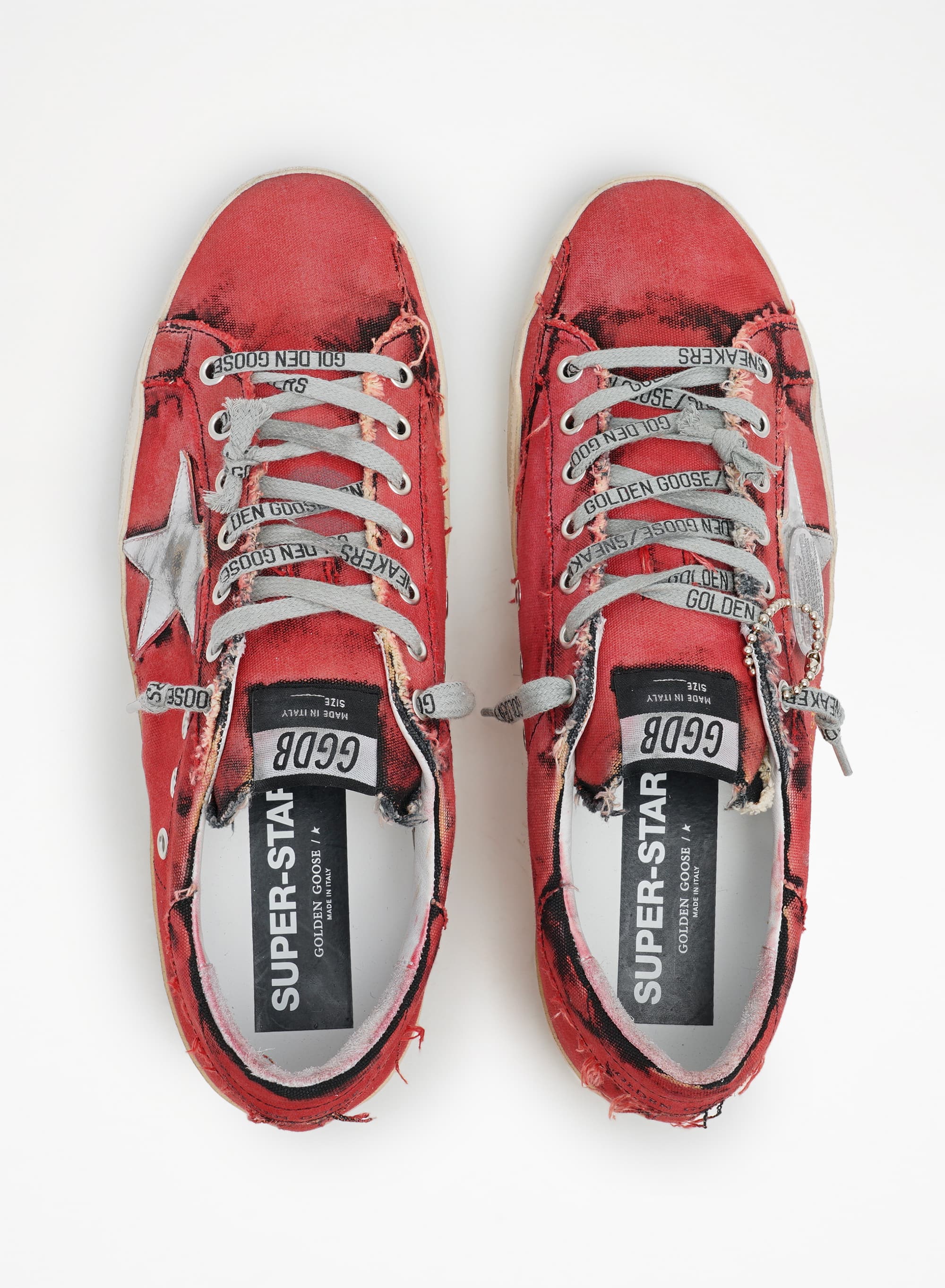 Men | Super-Star Lab Sneakers Red & Black Canvas with Silver Star | Dark Red x Silver - Image 6