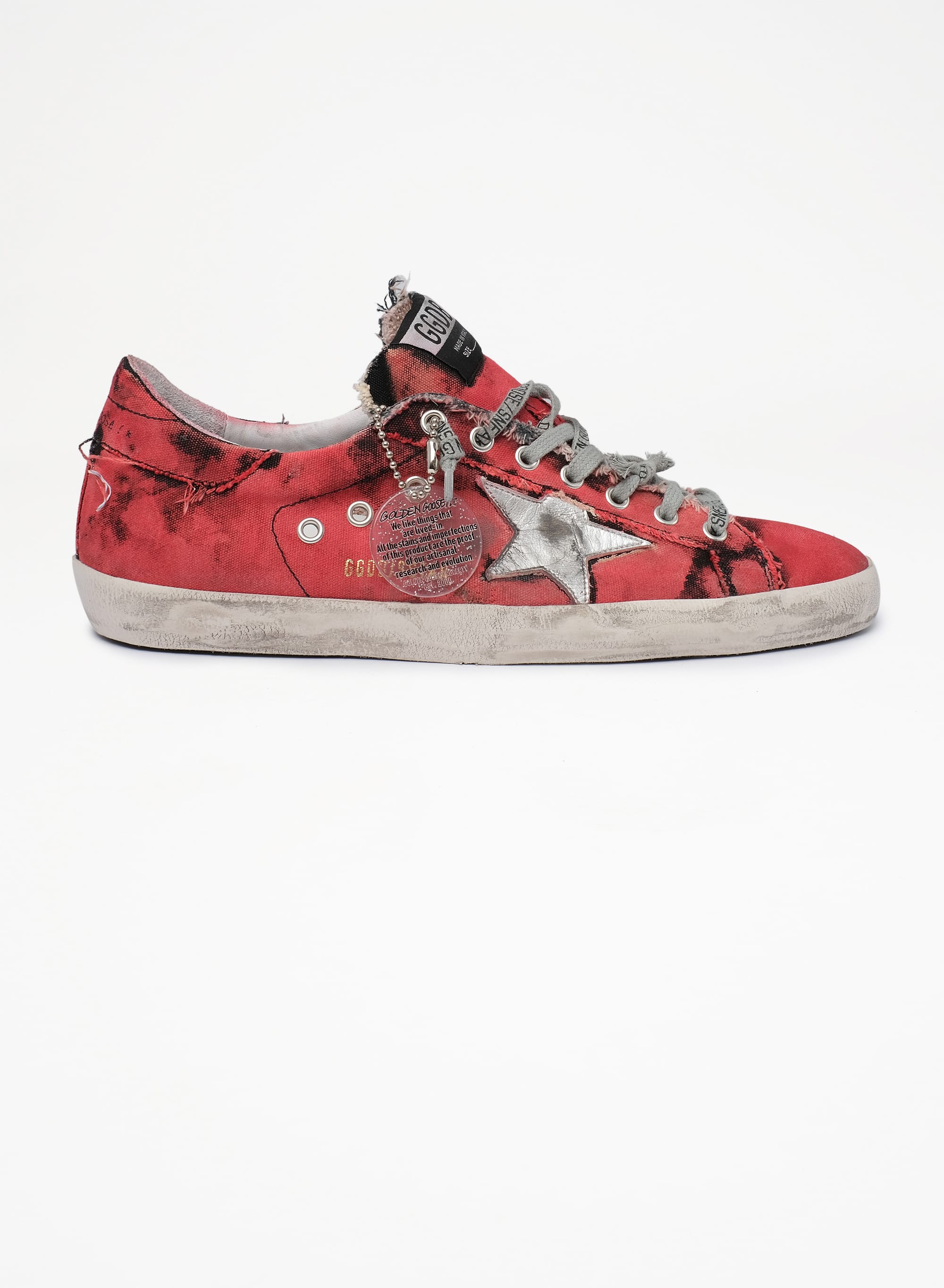 Men | Super-Star Lab Sneakers Red & Black Canvas with Silver Star | Dark Red x Silver - Image 8