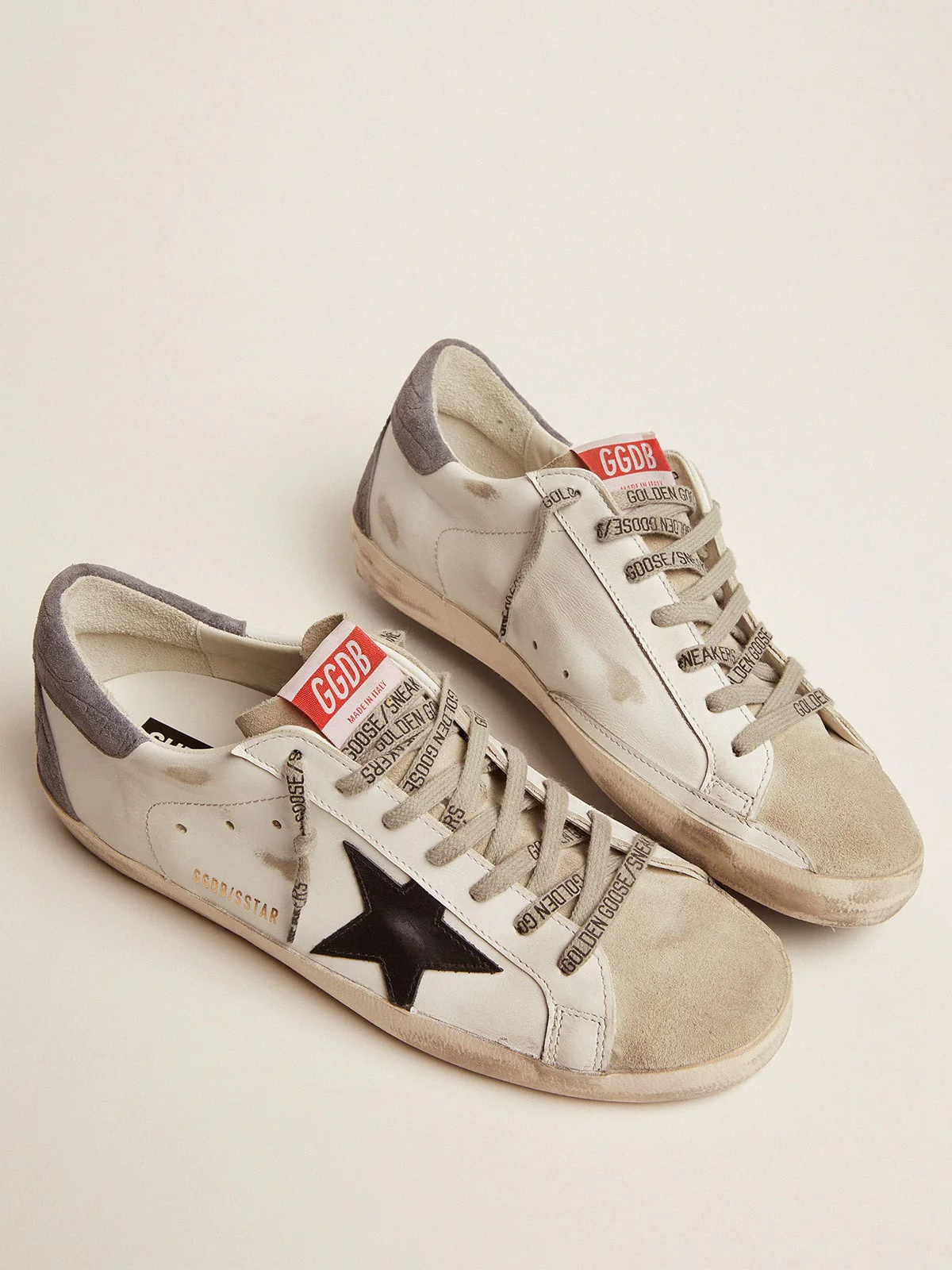 Men | Super-Star Ltd Sneakers with Black Star & Crocodile-Print Heel Tab | White x Ice x Black x Grey - Image 7