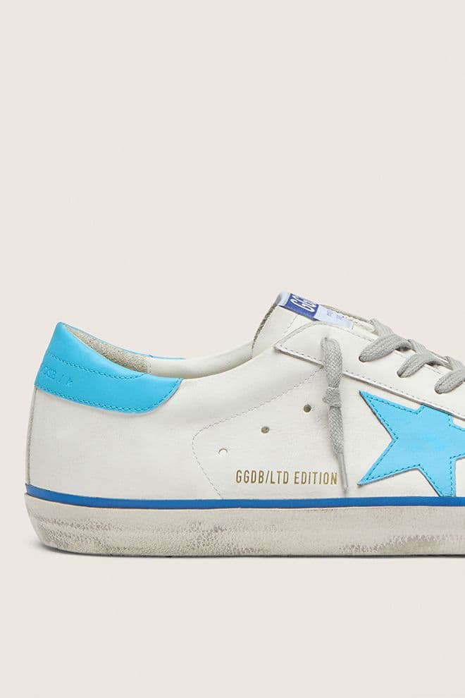Men | Super-Star Ltd White Leather with Light Blue Leather Star & Heel Tab | Optic White x Light Blue x Blue - Image 12