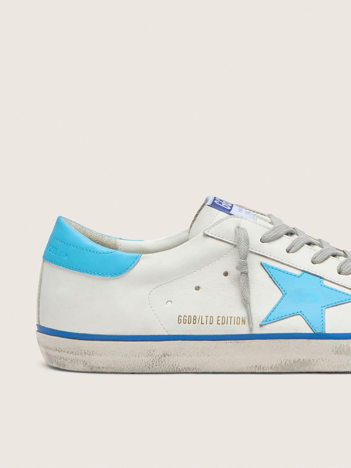 Men | Super-Star Ltd White Leather with Light Blue Leather Star & Heel Tab | Optic White x Light Blue x Blue - Image 16