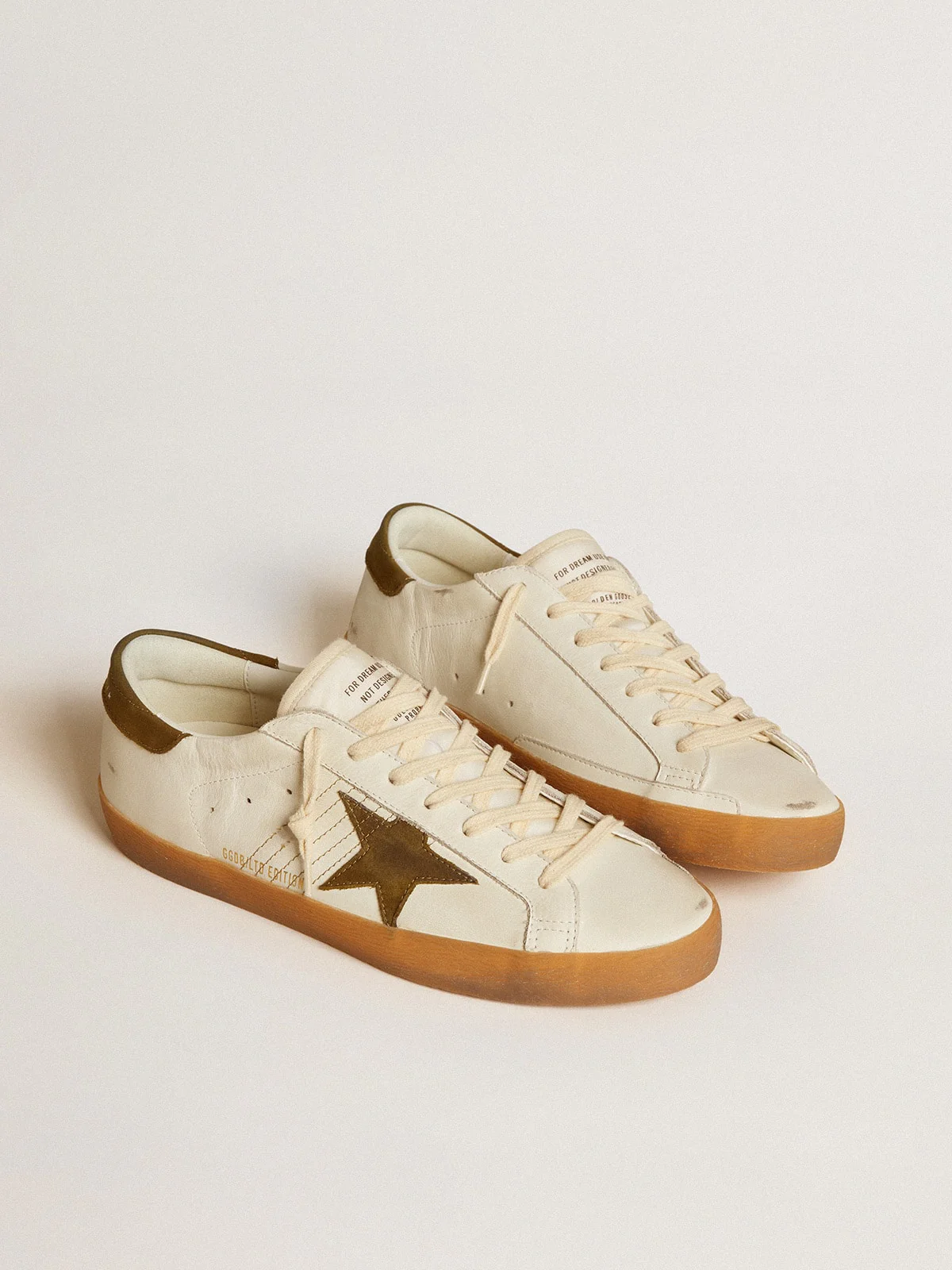 Men | Super-Star Ltd with Military Green Nubuck Star & Heel Tab | White x Ice x Dark Green - Image 3