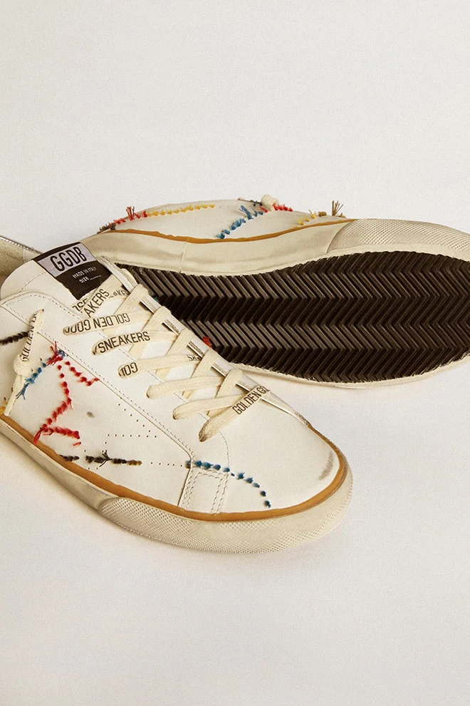 Men | Super-Star Ltd with Perforated Star & Metallic Leather Heel Tab | Optic White x Silver - Image 4