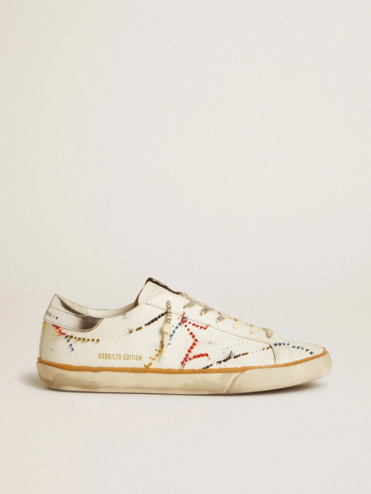 Men | Super-Star Ltd with Perforated Star & Metallic Leather Heel Tab | Optic White x Silver - Image 5