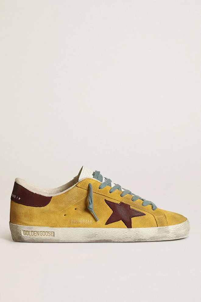 Men | Super-Star Mustard-Colored Suede with Brown Nubuck Star | Mustard x Chocolate x White - Image 6