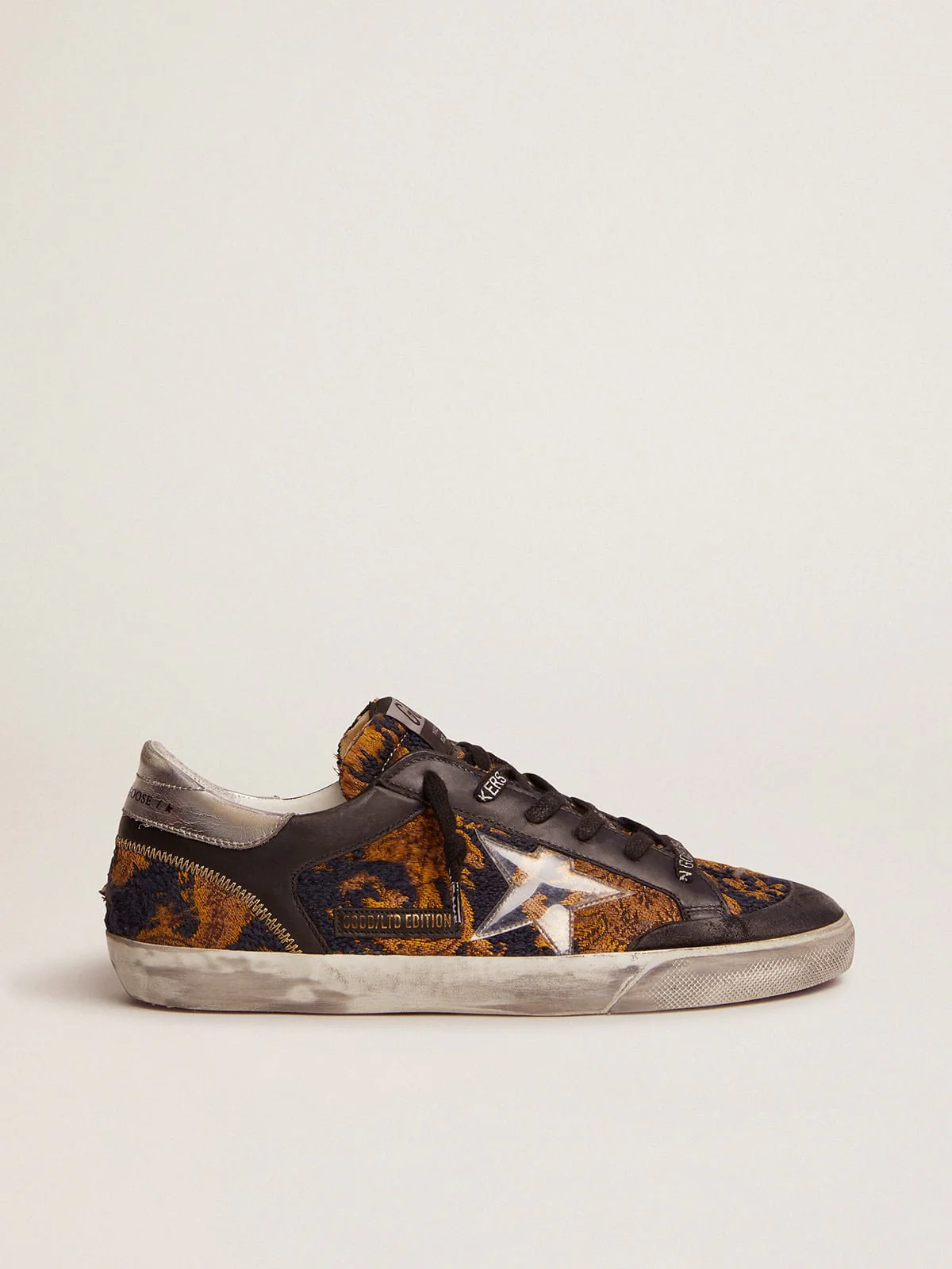 Men | Super-Star Penstar Lab Sneakers Jacquard Brocade with Pvc Star | Navy Gold x Black x Silver - Image 3