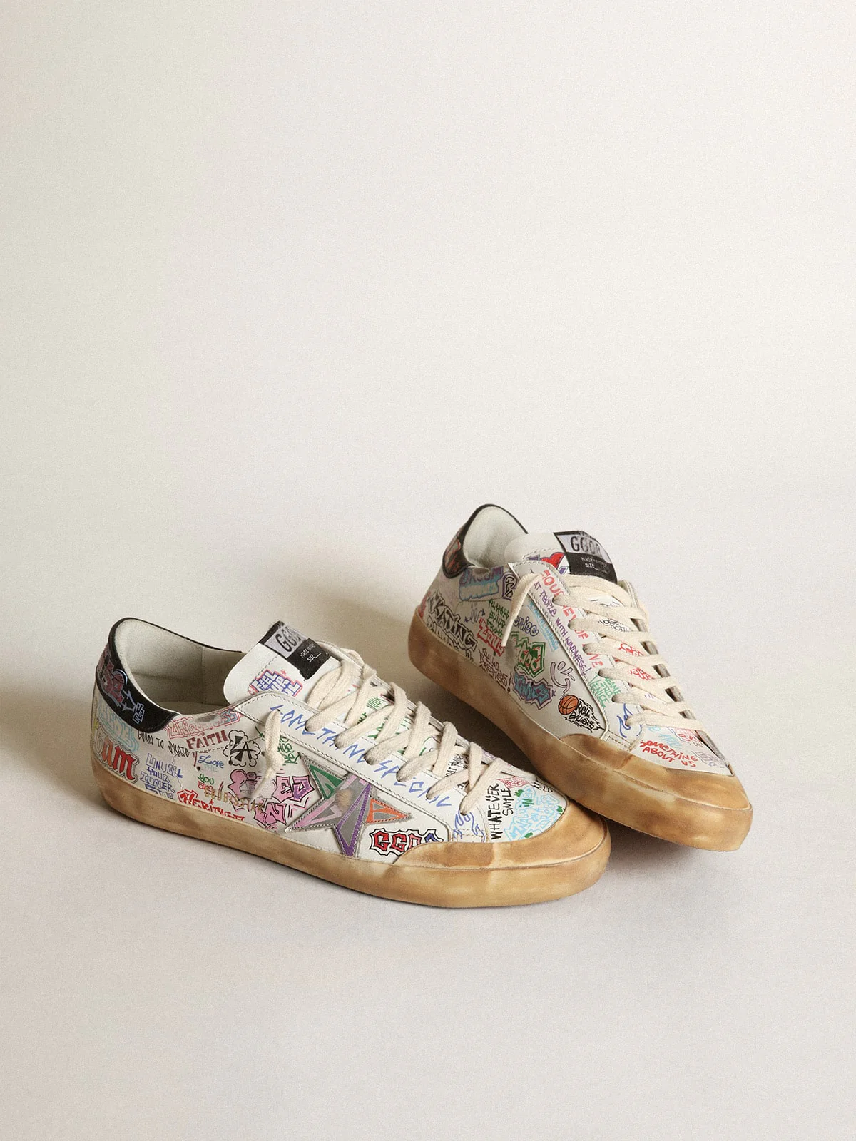 Men | Super-Star Penstar White Leather with Multicolor Lettering | White x Silver x Black x Multicolor - Image 3