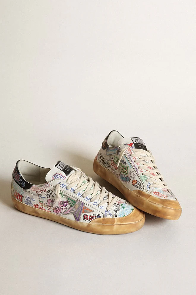 Men | Super-Star Penstar White Leather with Multicolor Lettering | White x Silver x Black x Multicolor - Image 8