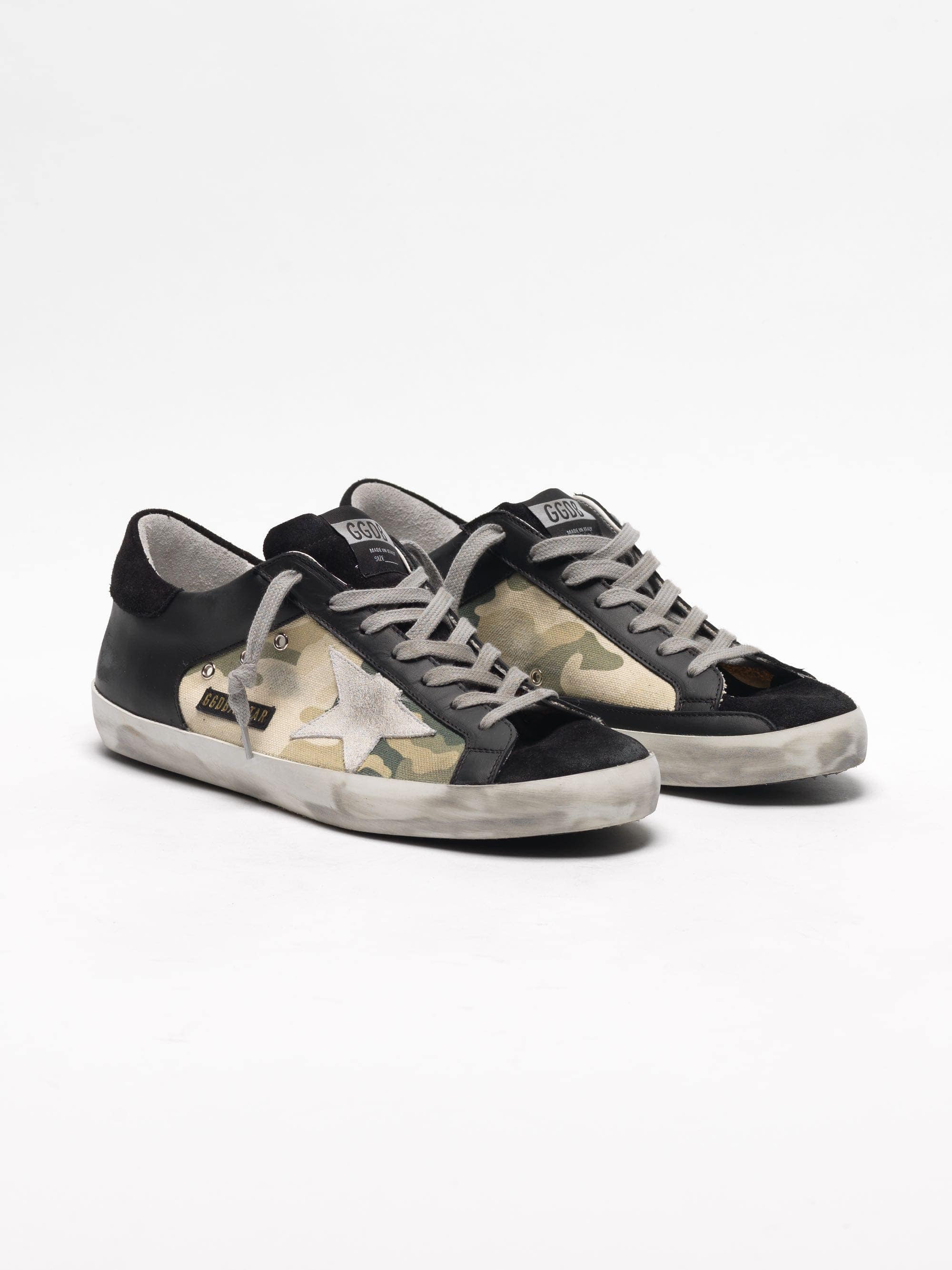 Men | Super-Star Sneakers Black Leather & Camouflage Canvas - Image 7