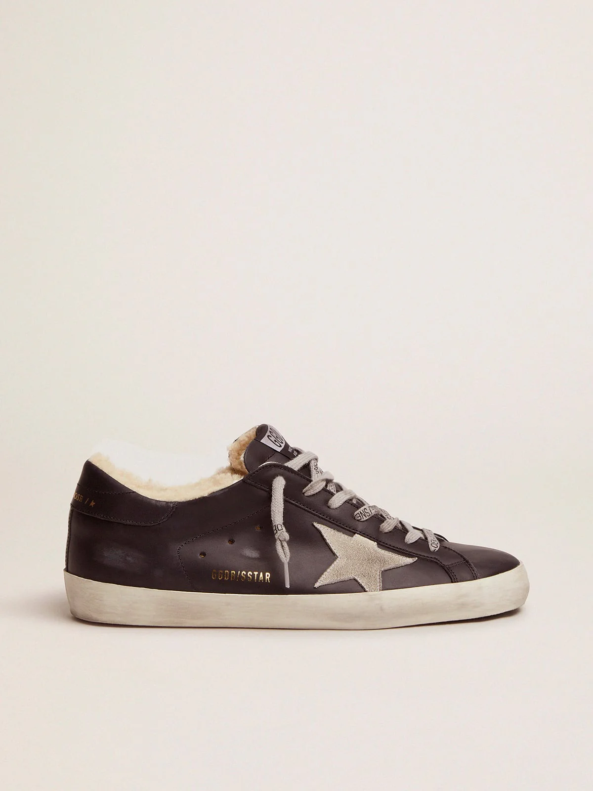 Men | Super-Star Sneakers Black Leather with Shearling Padding | Black x Ice - Image 5