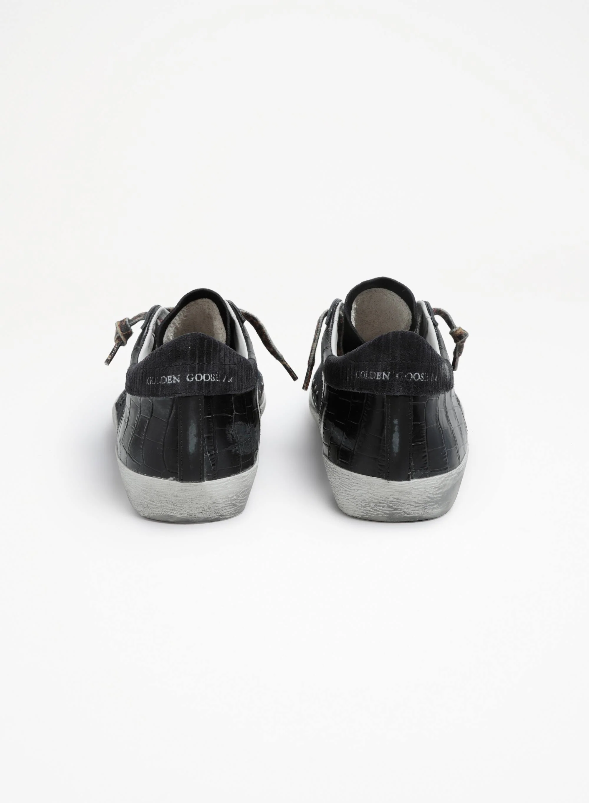 Men | Super-Star Sneakers Black Nylon & Leather with Black Star & Heel Tab | Black - Image 4