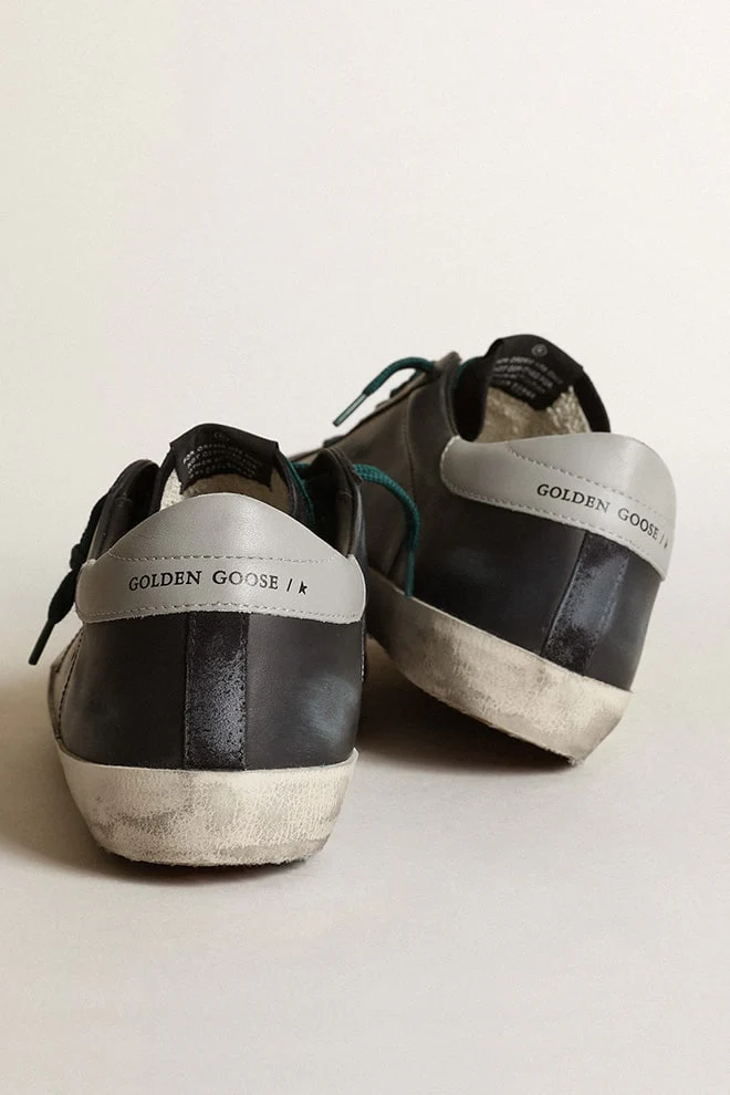 Men | Super-Star Sneakers Dark Blue Leather with White Leather Star | Dark Blue x White x Grey - Image 6