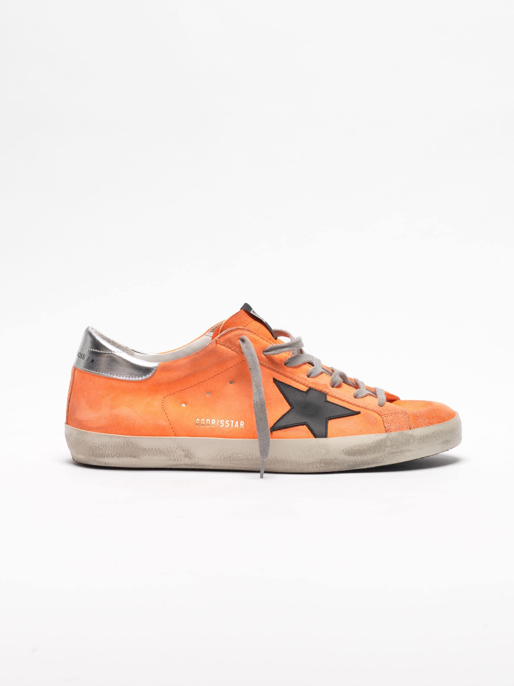 Men | Super-Star Sneakers Orange Leather with Black Star & Silver Heel Tab - Image 3