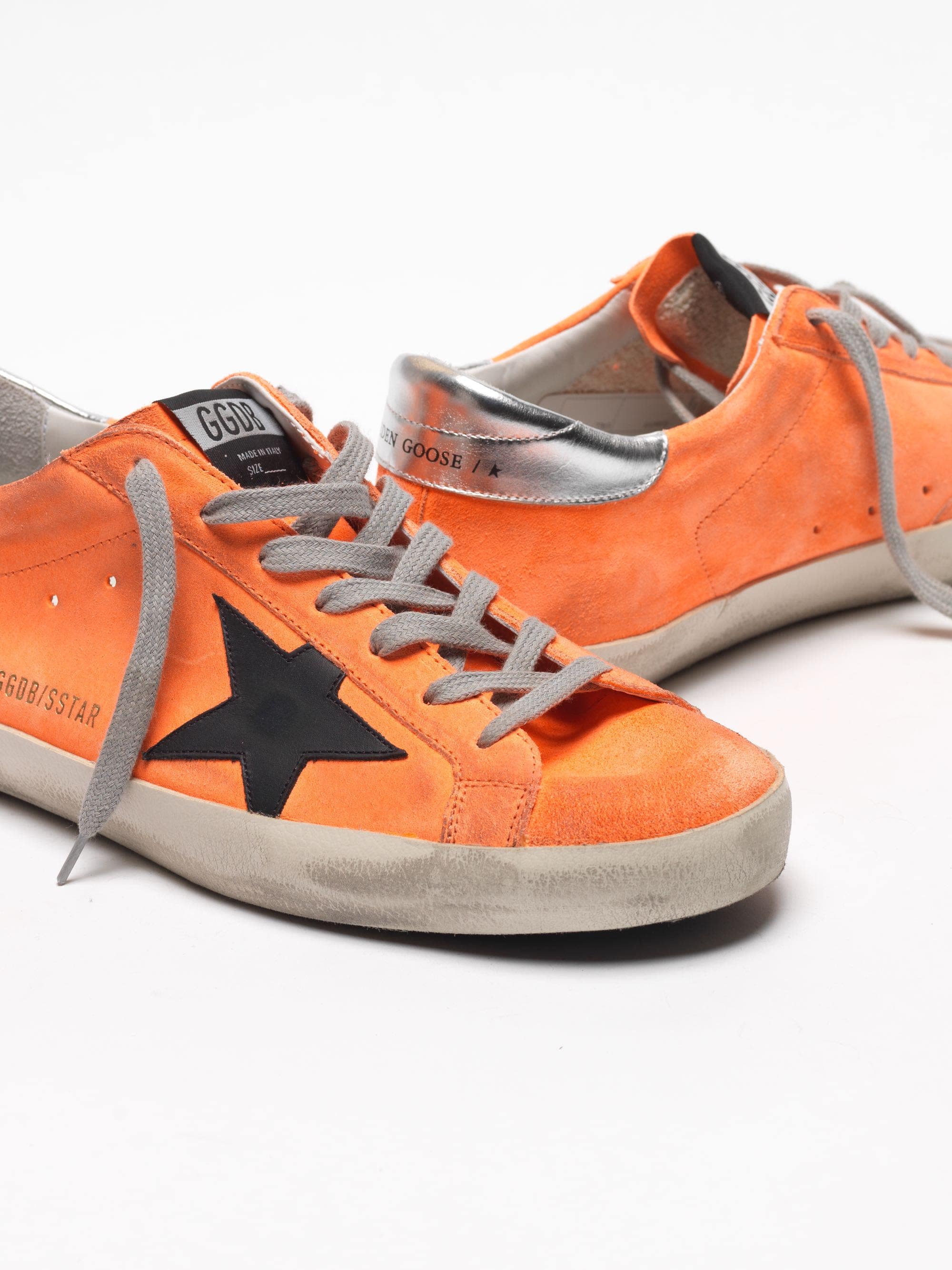 Men | Super-Star Sneakers Orange Leather with Black Star & Silver Heel Tab - Image 8