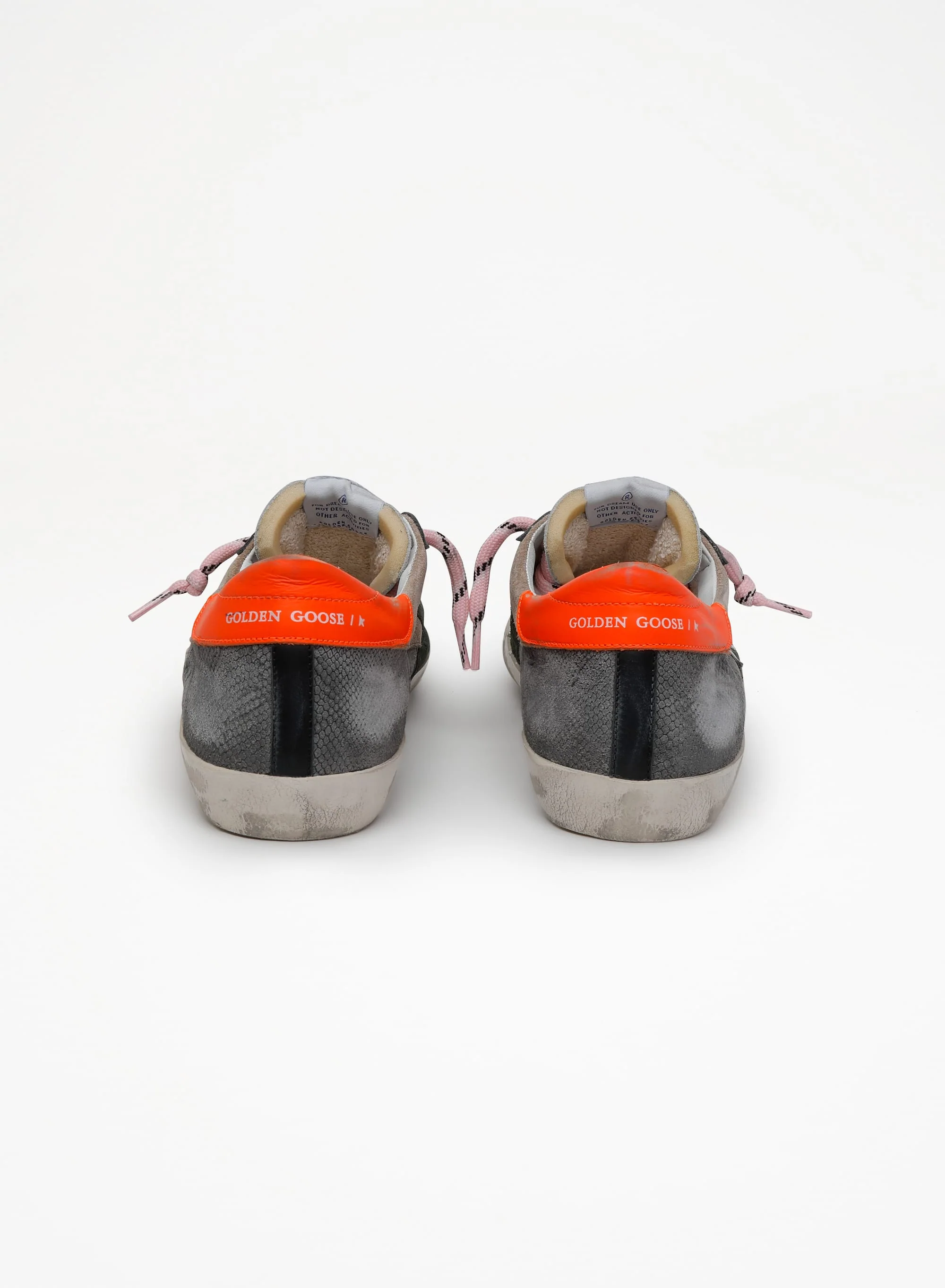Men | Super-Star Sneakers Snake-Print Suede with Fluorescent Orange Leather Heel Tab | Military Green x Beige x Dark Grey x Ice x Silver x Orange Fluo - Image 2