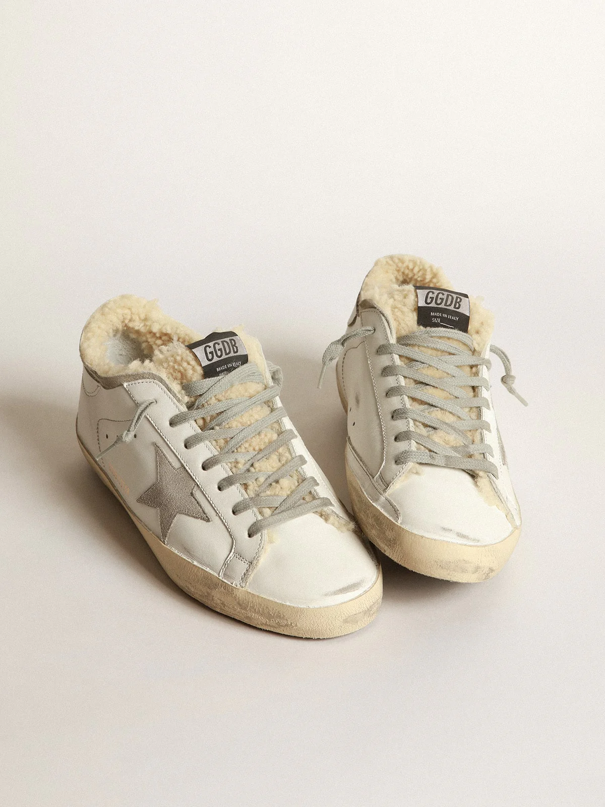 Men | Super-Star Sneakers with Double Structure Shearling | White x Ice x Beige - Image 8
