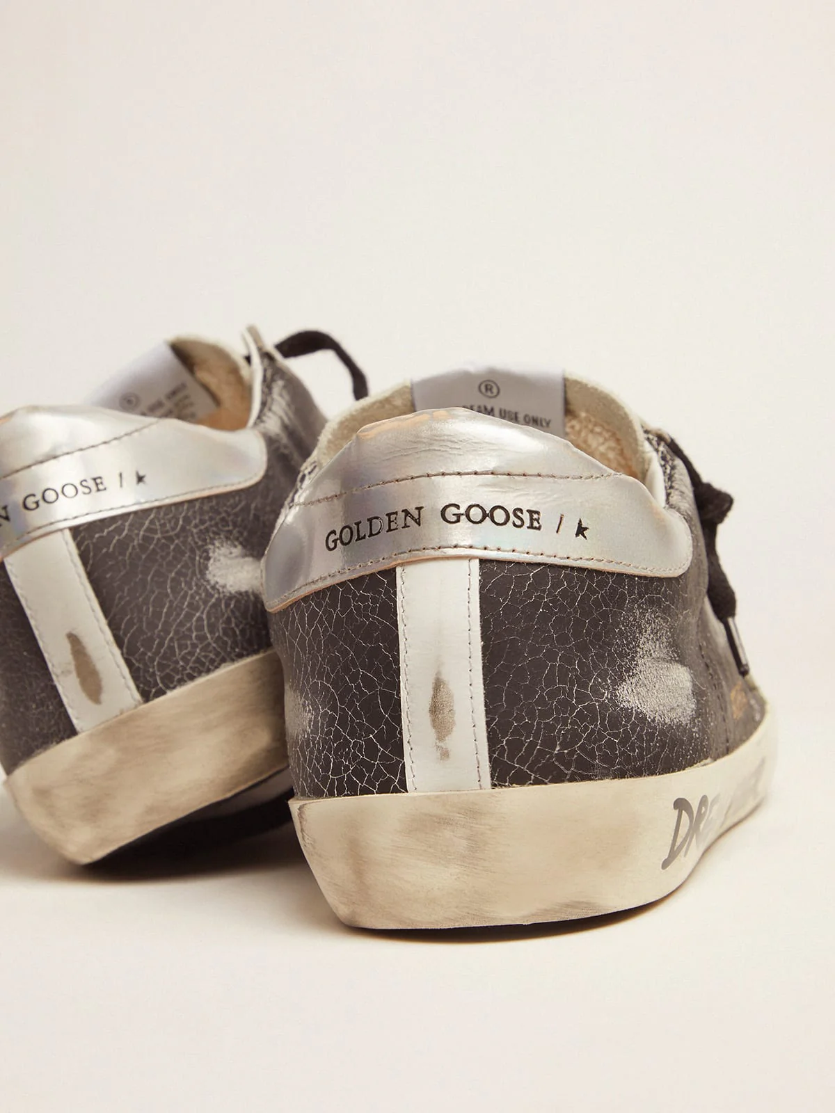 Men | Super-Star Sneakers with Handwritten Lettering & Fluorescent Yellow Star | Black x Ice x Yellow Fluo x Silver - Image 5
