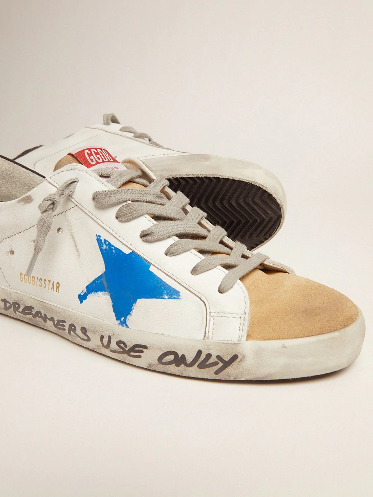 Men | Super-Star Sneakers with Printed Blue Star | White x Blue x Cappuccino x Black - Image 4