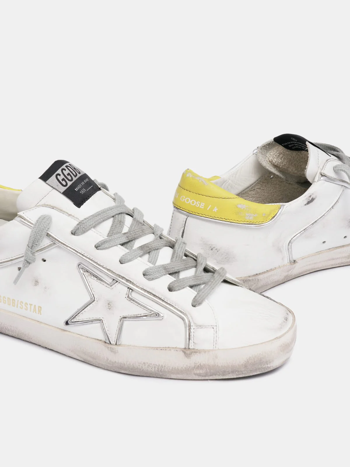Men | Super-Star Sneakers with White Leather-Yellow-Star - Image 6