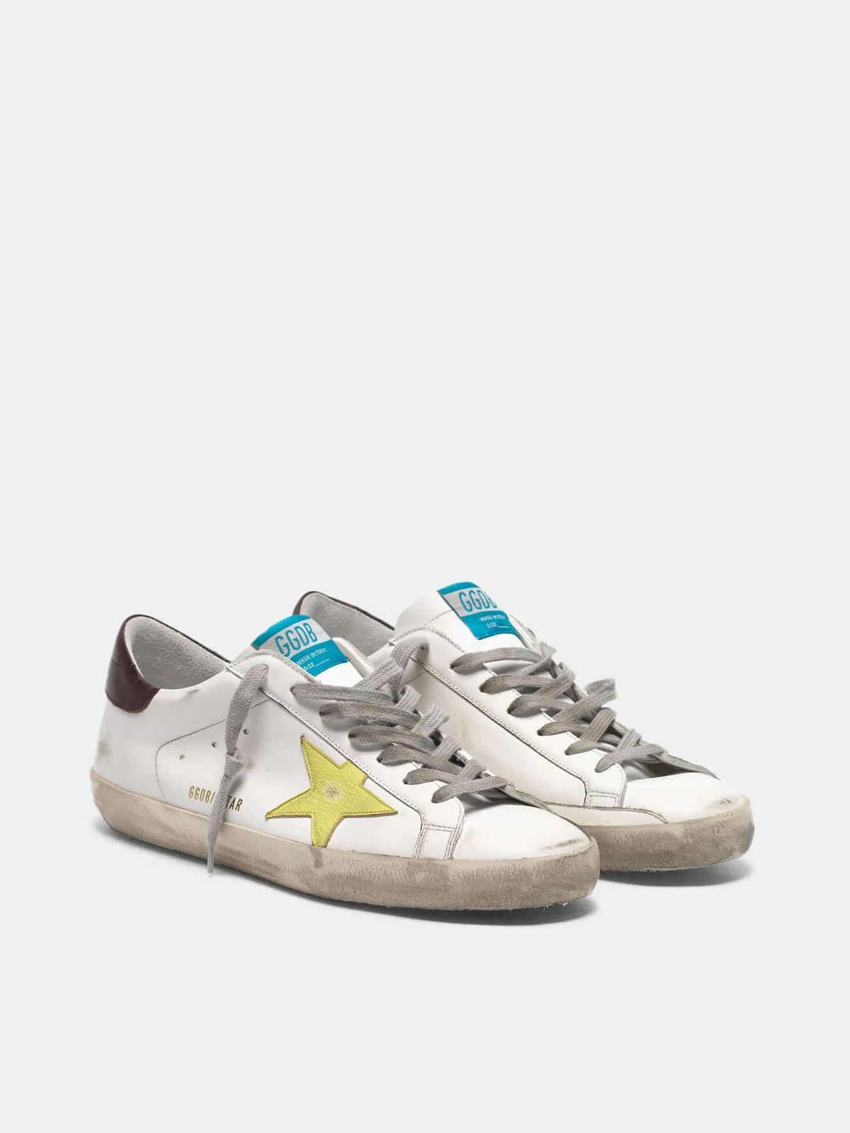 Men | Super-Star Sneakers with Yellow Star & Burgundy Heel Tab - Image 4