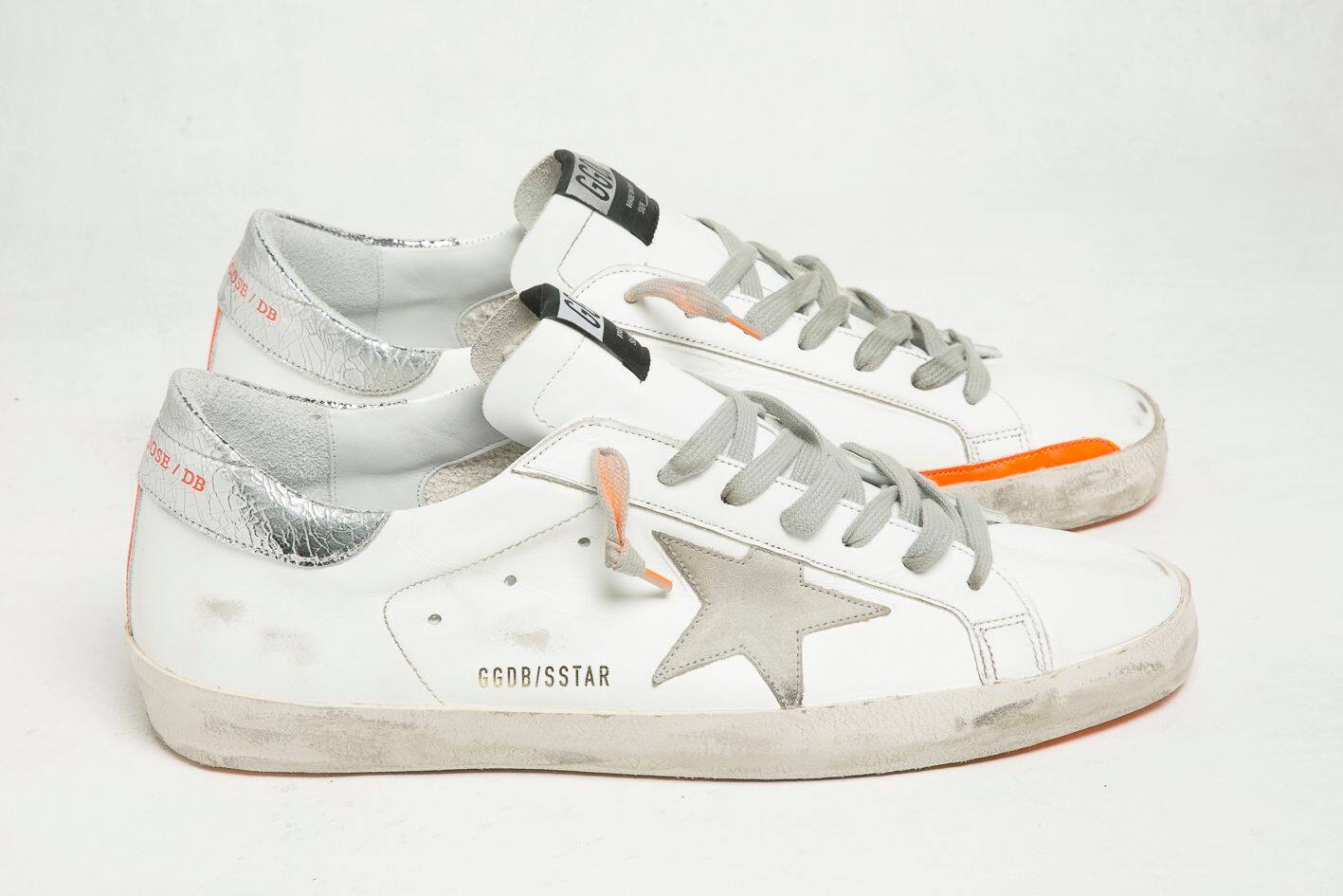 Men | Super-Star White Leather with Cream Star & Orange Insert - Image 2