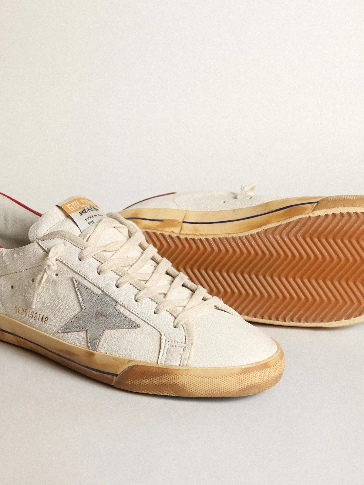 Men | Super-Star with Silver Laminated Leather Star | White x Silver x Red - Image 5