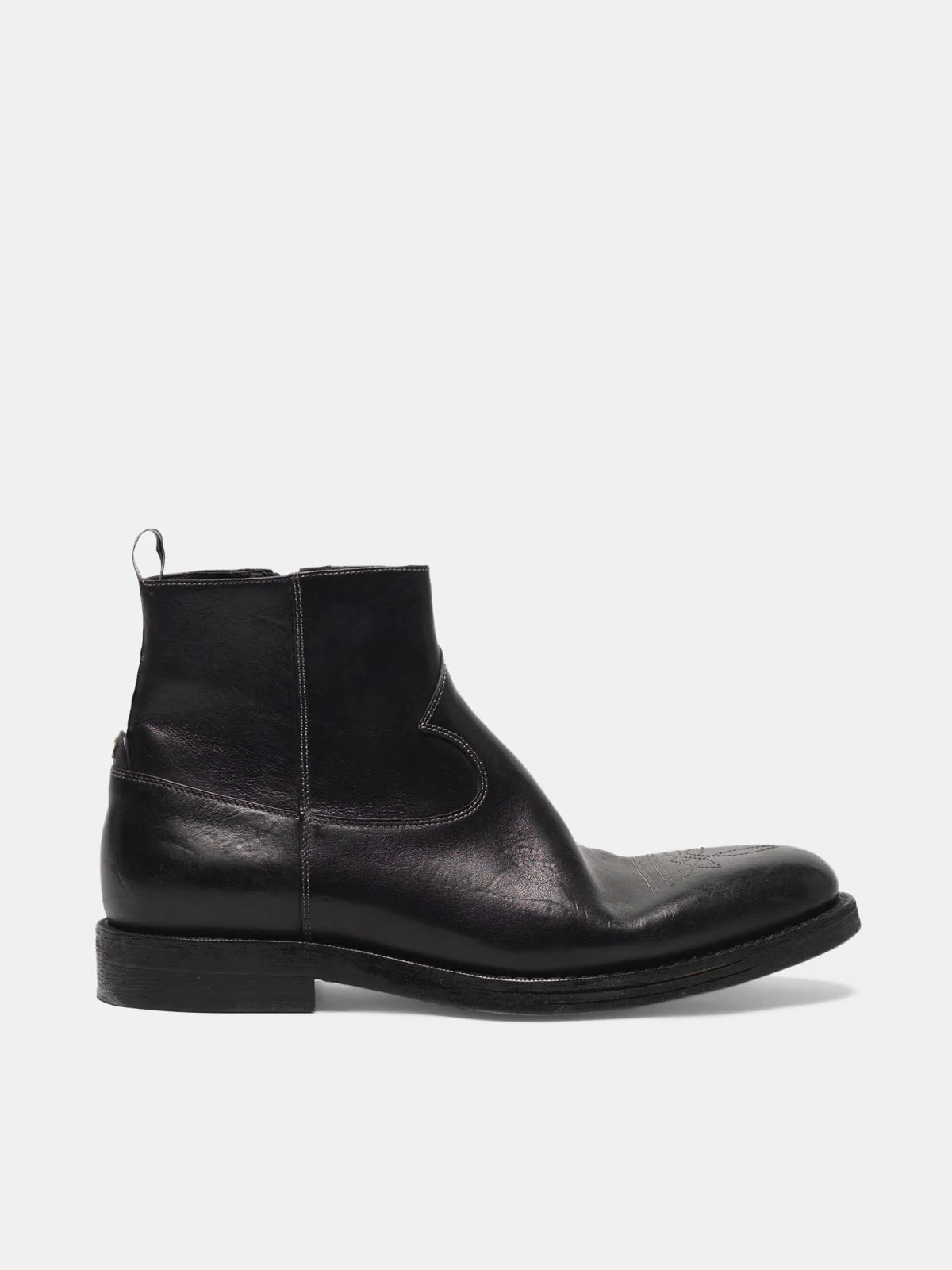 Men | Toro Smooth Leather Ankle Boots with Cowboy-Style Embroidery - Image 4